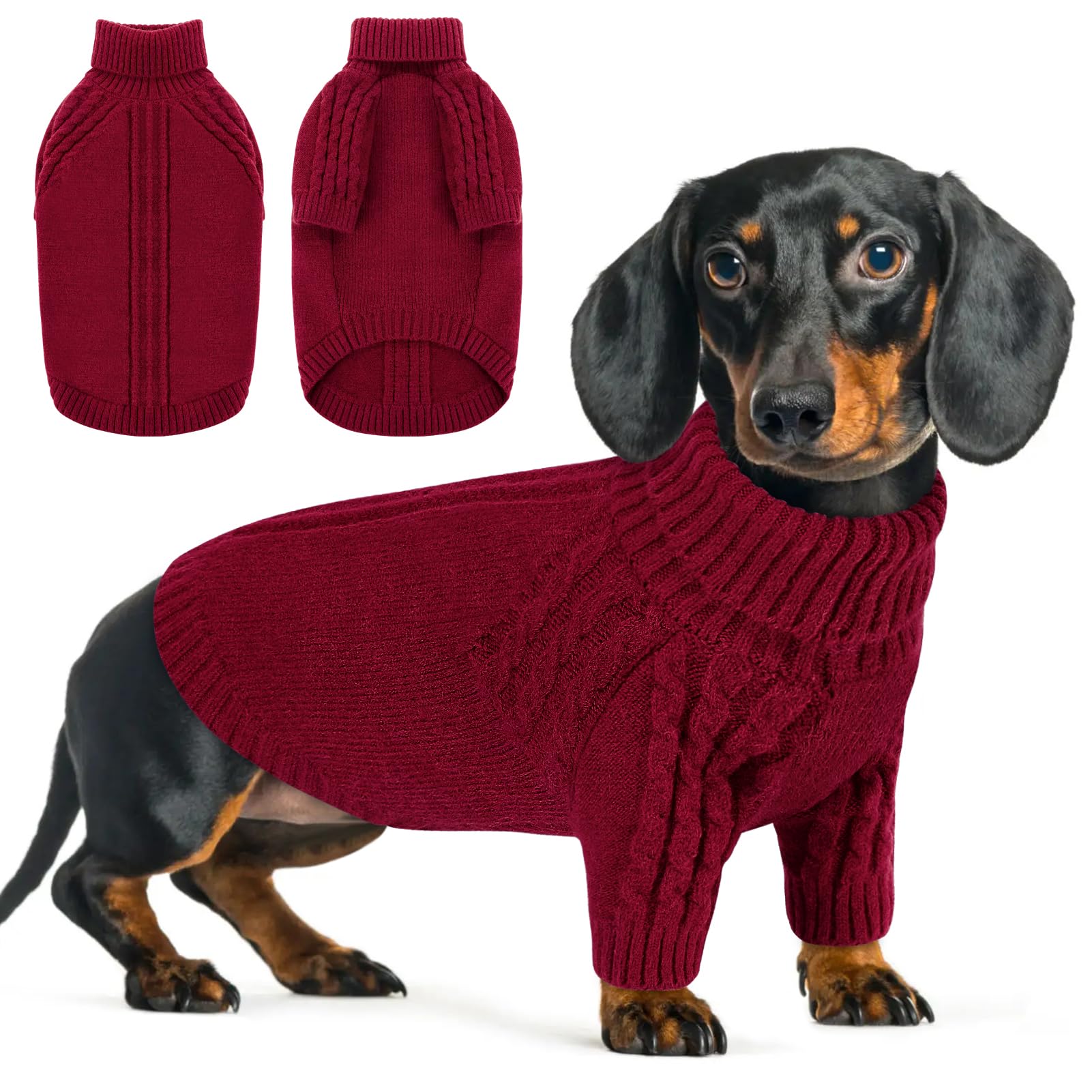 Queenmore XS Dog Jumper, Soft & Warm Knitted Chihuahua Clothes for Puppies & Cats, Fits Chihuahua, Teacup Dogs (Red, XS)