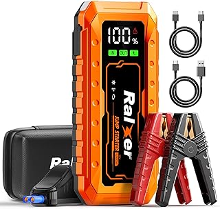 RALXER Portable Battery Jump Starter - 4000A Peak 27000mAh Jump Starter Battery Pack (Up to All Gas or 10L Diesel Engine), 12V Jump Starter with Type C-C PD60W (Input/Output) and LED Display