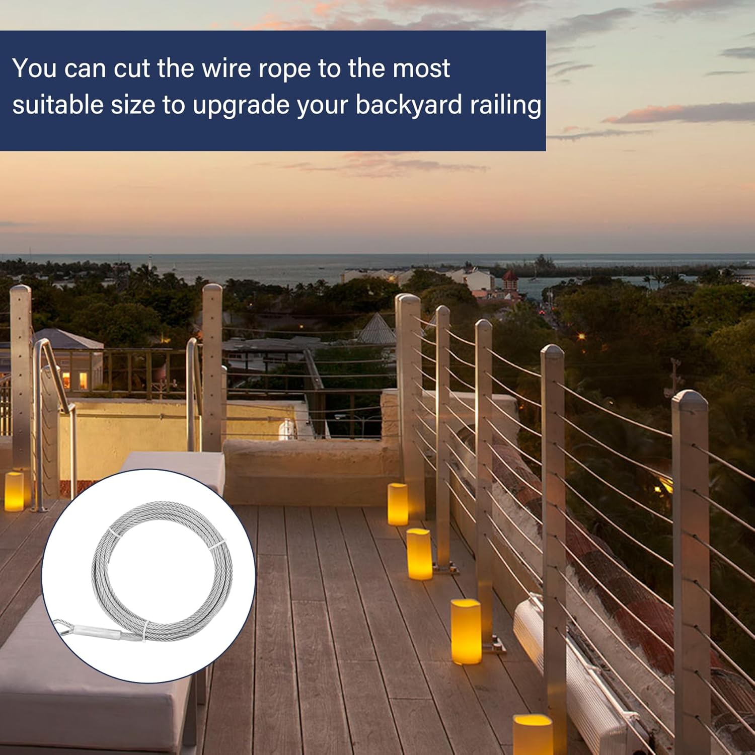 Thickened 1/4 Stainless Steel Cable, 25ft Wire Rope, 7X19 Strands Aircraft Cable, 6400lbs Breaking Strength, Zip Line with M8 Wire Rope Clip Clamp and Wire Rope Cable Thimbles - Image 8