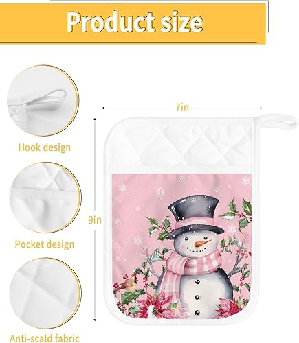 Miniatura 3 de Juego de 4 agarraderas de tela de toalla con bolsillo antideslizante y aislante de calor para cocina, guantes gruesos para horno, posavasos para