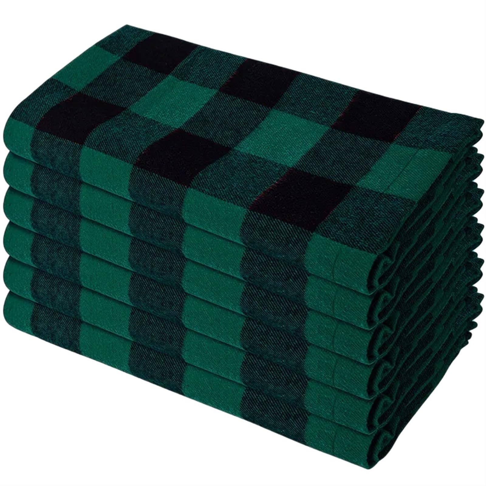 serviettes napkins Set Of 6/12/24 40x40cm Tablecloth Napkins, Polyester Thickened Pads, Reusable Kitchen, Dining, Holiday Decorations for dining wedding party everyday home(Green Black 6pcs)