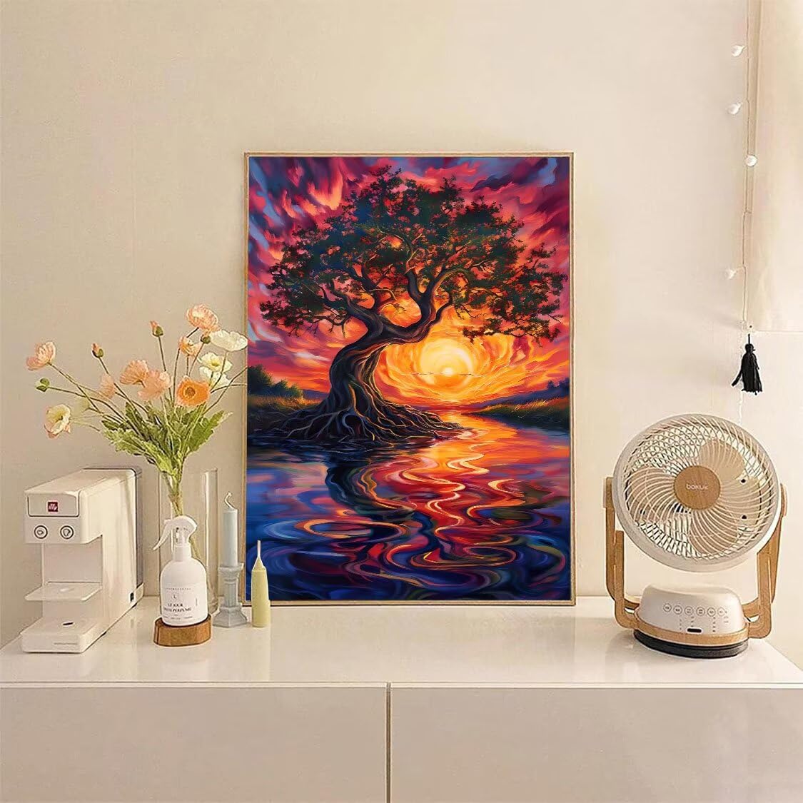 Malen nach Zahlen Kinder ab 7 8 9 10 Jahre, Sonnenuntergang Baum Malen nach Zahlen Erwachsene Jugendliche Malen-Nach-Zahlen Kinder Teenager für Mädchen Geschenkideen Malen nach Zahlen 100x130 cm z-744