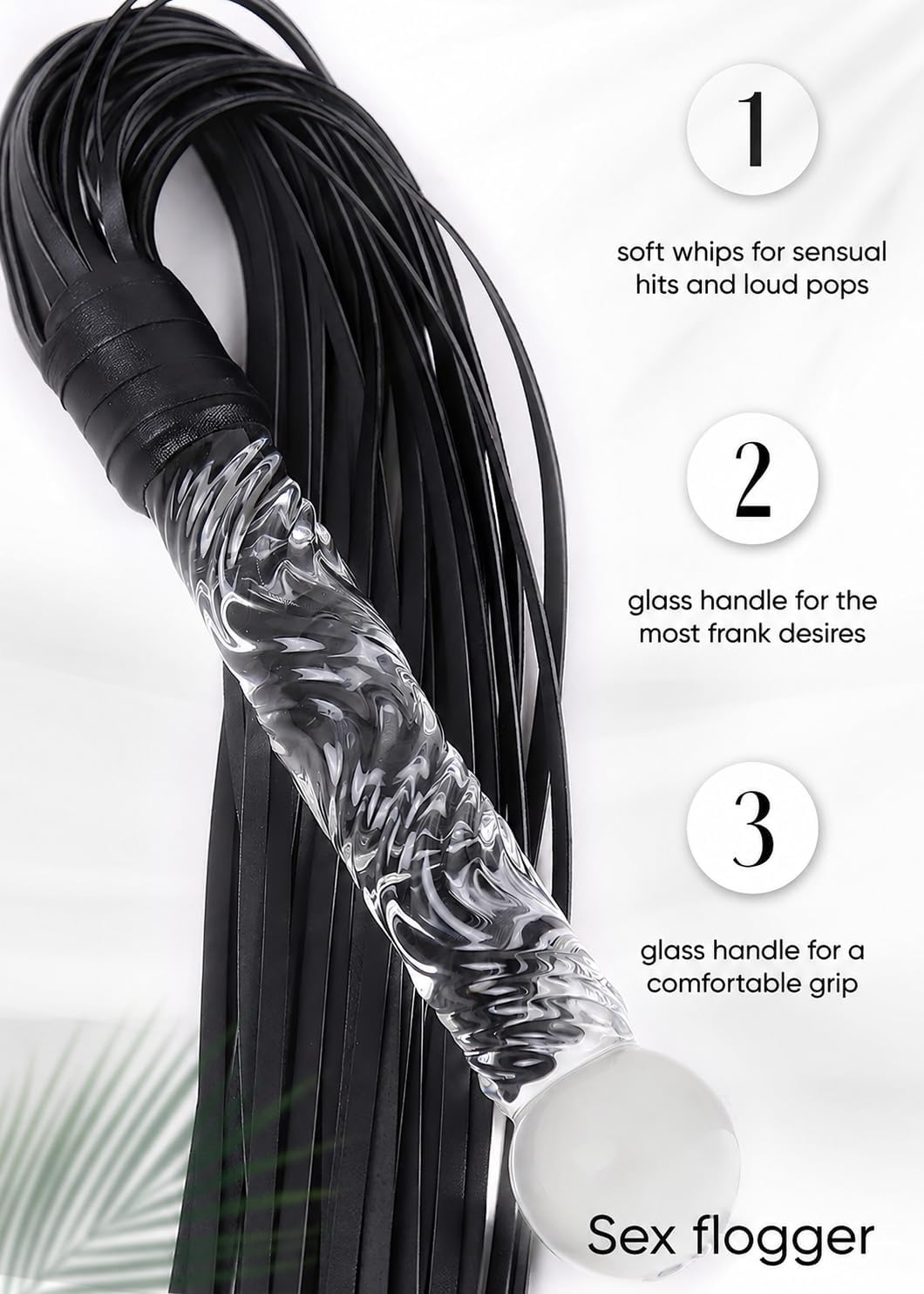 SM Whip Perfect for Couples Flogger Faux Leather BDSM Whip Anal Sex Masturbation Glass Whip Anal Toy Wand for Sex Play Whip Dildo Flogger Glass Dildo