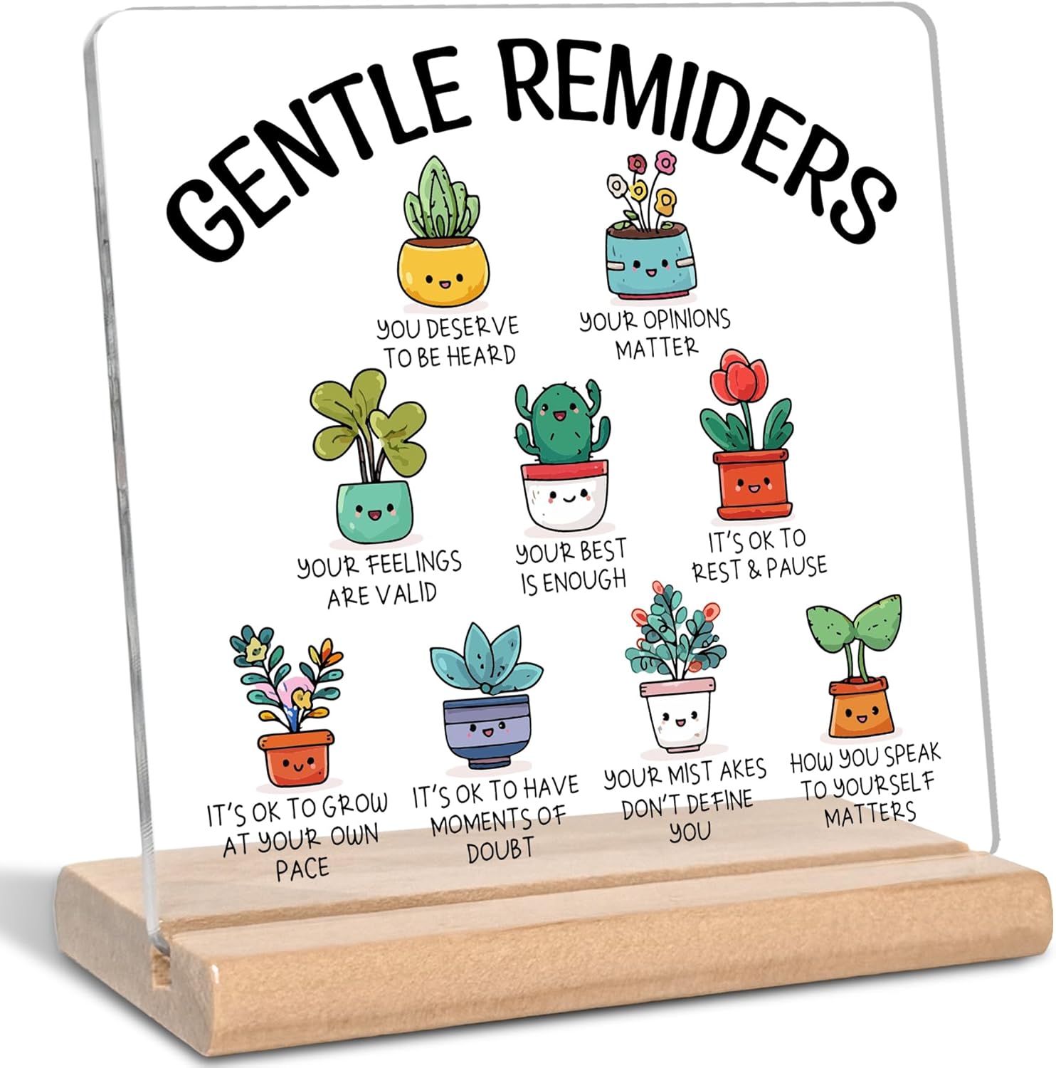 Gentle Reminders Acrylic Plaque Sign, Therapy Office School Counselling Office Gifts for Counselor, Psychologist, Therapist, Inspirational Mental Health Gifts for Teachers, Students