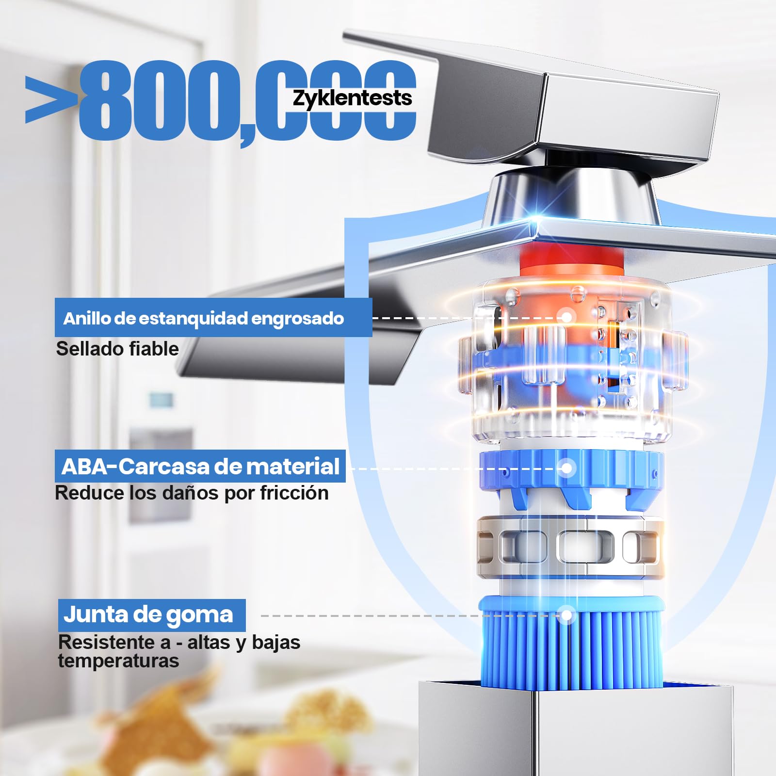 Rubinetto Bagno Lavabo a Cascata,Miscelatore Lavabo Bagno,Miscelatore per bagno in ottone e acciaio inox, cromato (incl. tubo da 60 cm)