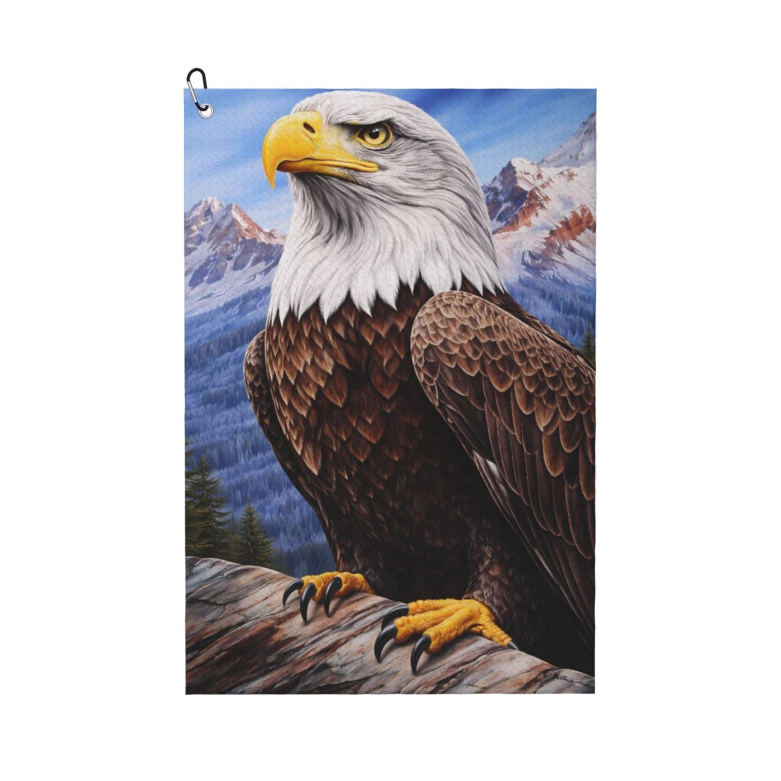 Oudrspo Bald Eagle Realistic Pattern Multi-Functional Golf Towel | Absorbent Quick Drying 16x24in