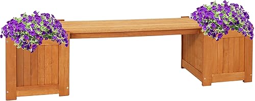 Miniatura 7 de Sunnydaze Macetero de madera Meranti de 68 pulgadas para exteriores con acabado de aceite de teca