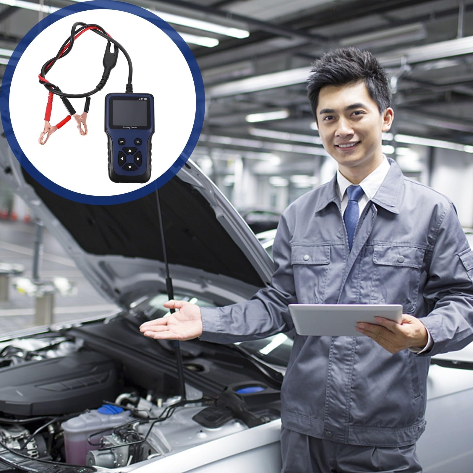 Alipis Comprobador de Batería para Coche Analizador de Batería Duradero para Verificar el Estado el Taller o Casa