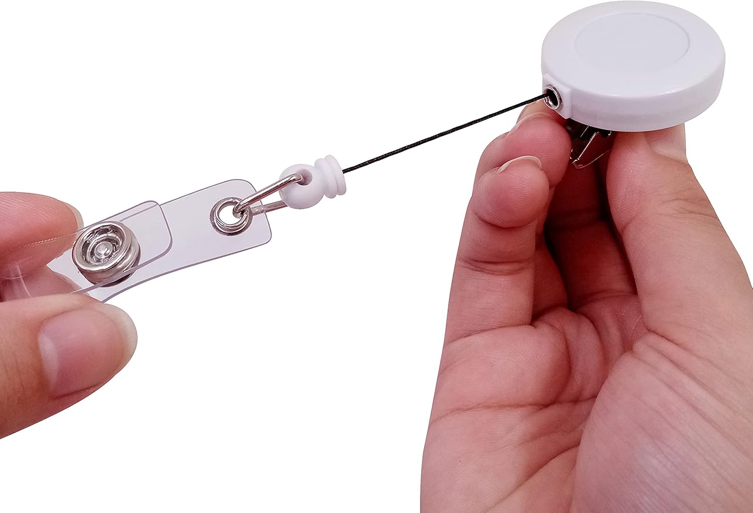 10 Pack Retractable ID Badge Holder Reels with Swivel Alligator Clip Bulk Pack Premium Badge（White） - Image 3