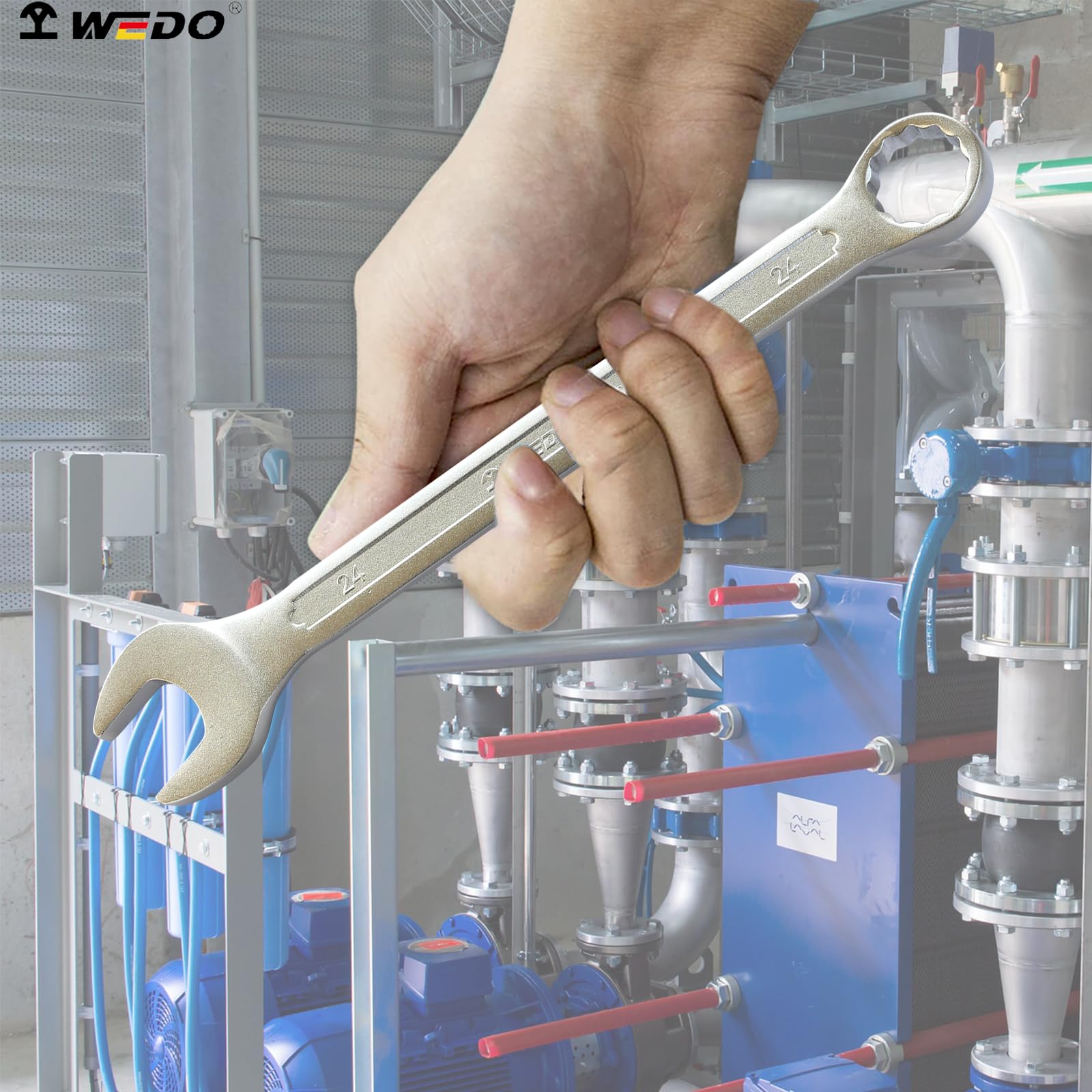 WEDO Chiave Regolabile 100 Mm In Acciaio CR-V – Trattamento Termico 60 HRC, Bocca Precisamente Scala, Placcatura Cromata Opaca, Per Bulloni E Dadi Professionali