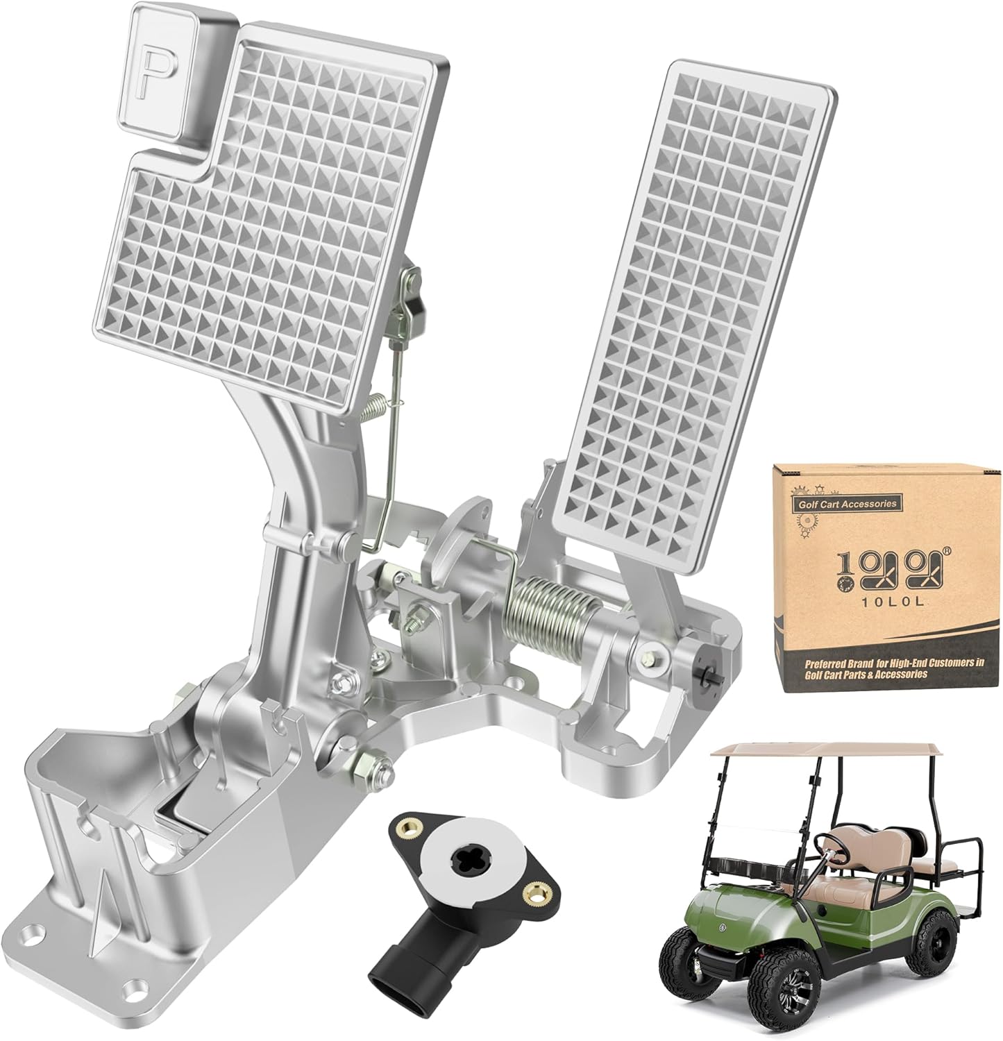 10L0L Golf Cart Brake Pedal Assembly & Parking Brake Repair Kit with Throttle Position Sensor, Hook, Release, Return/Torsion Spring for Yamaha G29 Drive/Driver 2006-2012.5 Gas & Electric