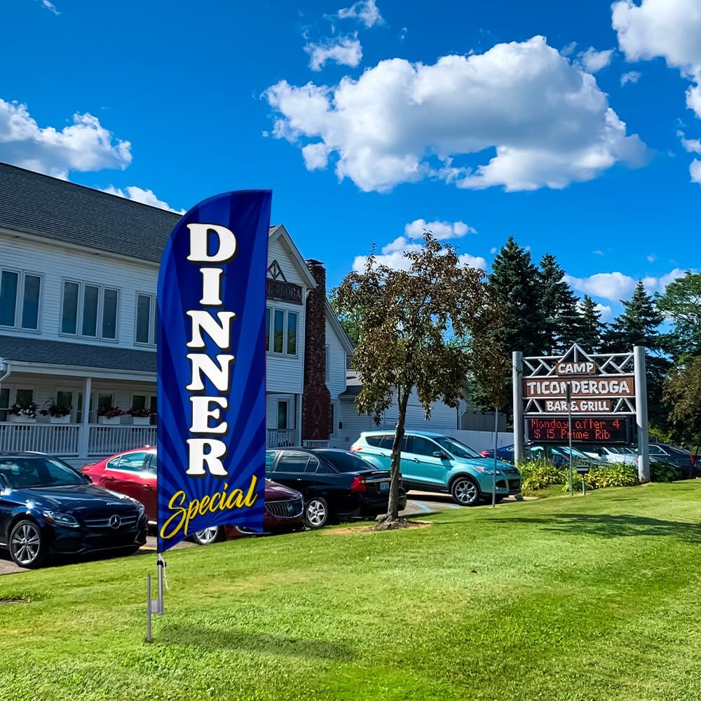 Dinner Special 6FT Swooper Feather Flag for Restaurants Business Advertising outdoor windless feather Banner with complete 8FT Pole kit with Ground Stake