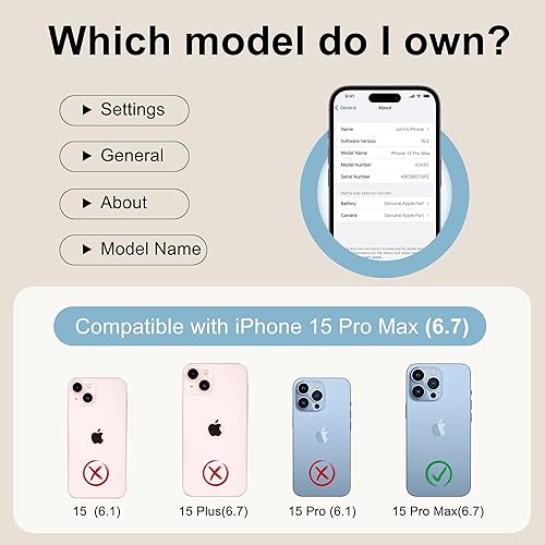 Miniatura 6 de pawlug Funda para iPhone 15 Pro Max con purpurina brillante, protección contra caídas de grado militar con protector de pantalla para mujeres y