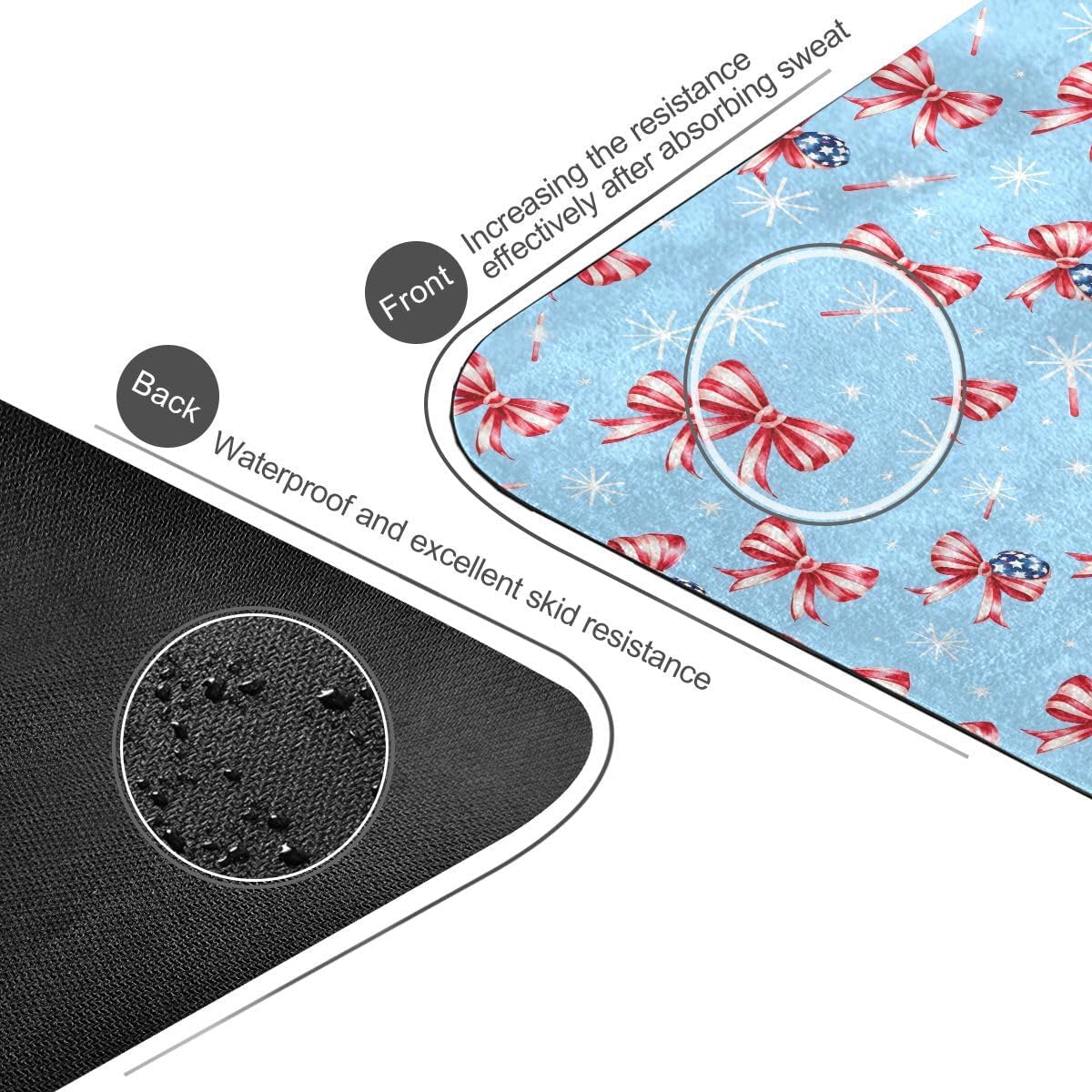 ALAZA Red and White Striped Bow Pattern Yoga Mat Non Slip Fitness Exercise Mat, Workout Mat for Yoga, Pilates and Floor Exercises