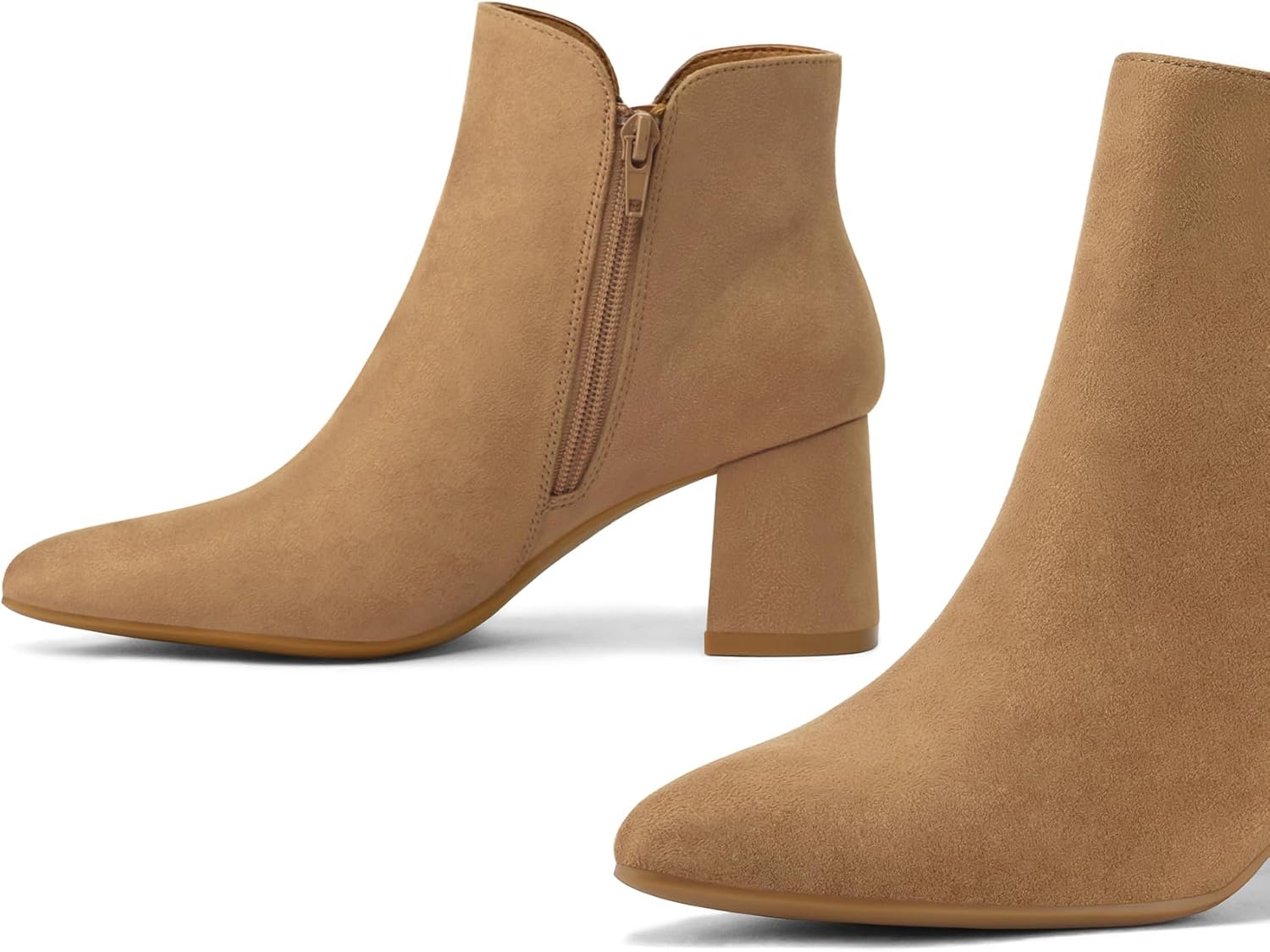 mysoft Women's Ankle Boots Chunky Block Low Heel Comfortable Pointed Toe Side V Cutout Dressy Office Booties with Zipper - Image 8