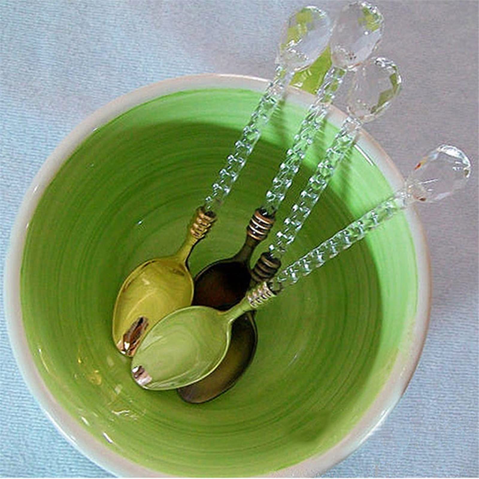 JINGYAN Cuillères à glace Crystal Handle Tea Spoon Coffee Ice Cream(1)