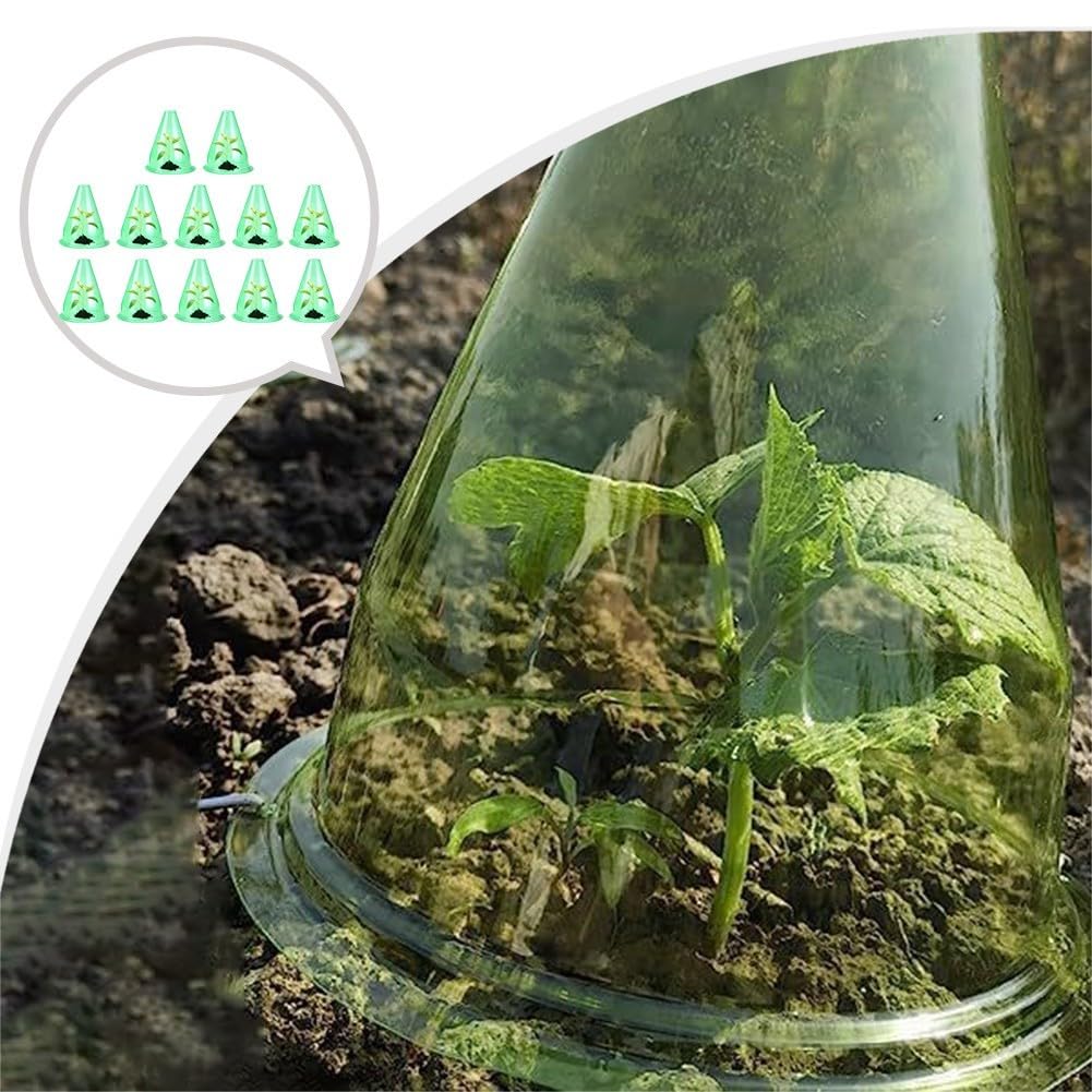 Lot de 12 cloches transparentes pour protection contre le gel, dômes de jardin réutilisables en plastique 20 x 20 x 24 cm
