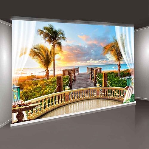 Miniatura 4 de PHMOJEN Telón de fondo de fotografía de 7 x 5 pies con diseño de puente de madera, balcón, fondo de vinilo, para boda, fiesta de cumpleaños,