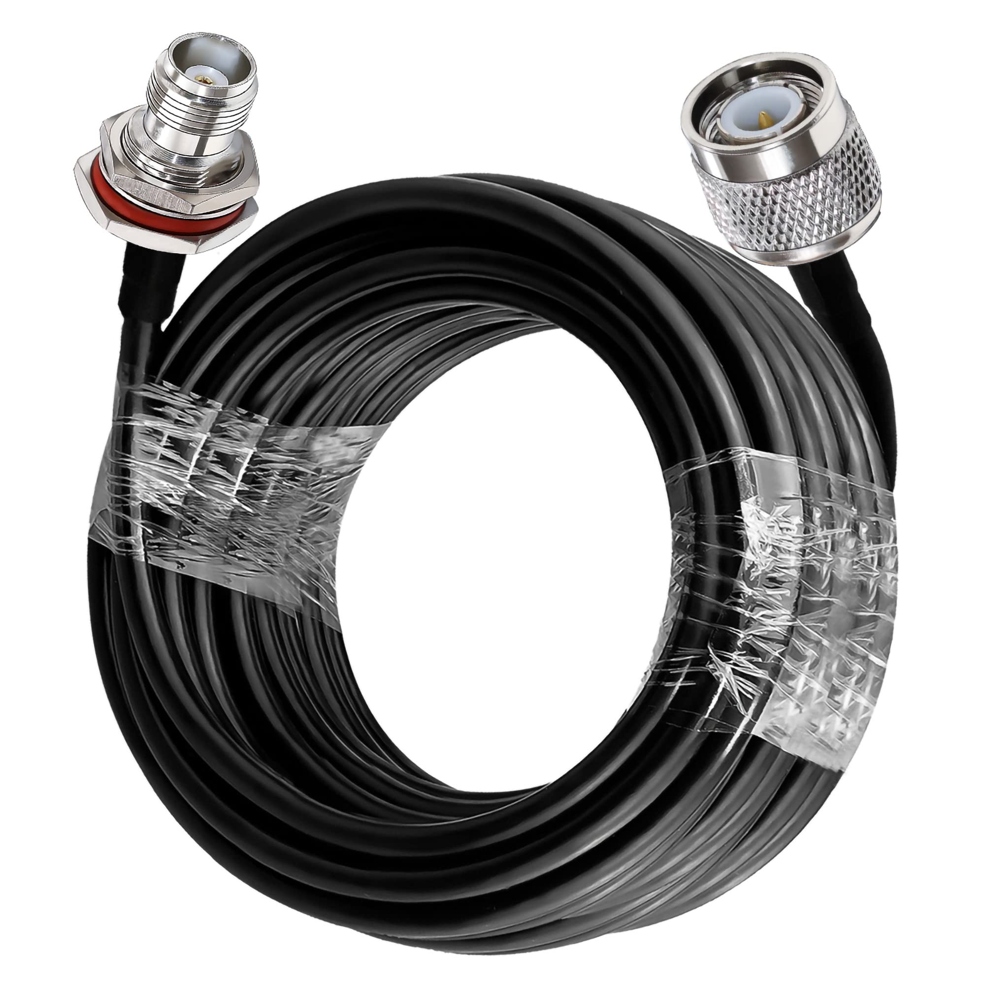 TUOLNK Câble de raccordement TNC RG58 Prise mâle TNC vers cloison femelle TNC Câble d'extension d'antenne Wifi Câble coaxial à faible perte de 32,8 pieds (10 M) pour antenne sans fil Radio jambon
