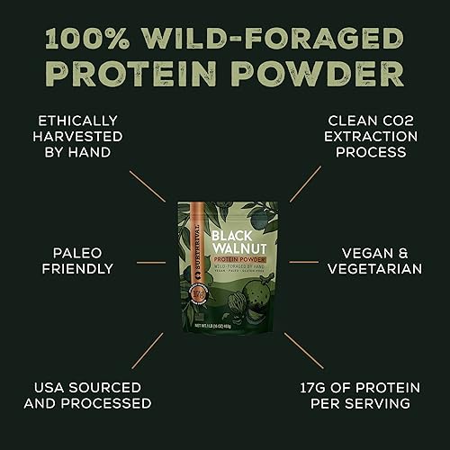 Miniatura 3 de Surthrival: Proteína en polvo de nogal negro, forrajada silvestre, cosechada éticamente, 0.76 onzas de proteína, de origen estadounidense, vegano,