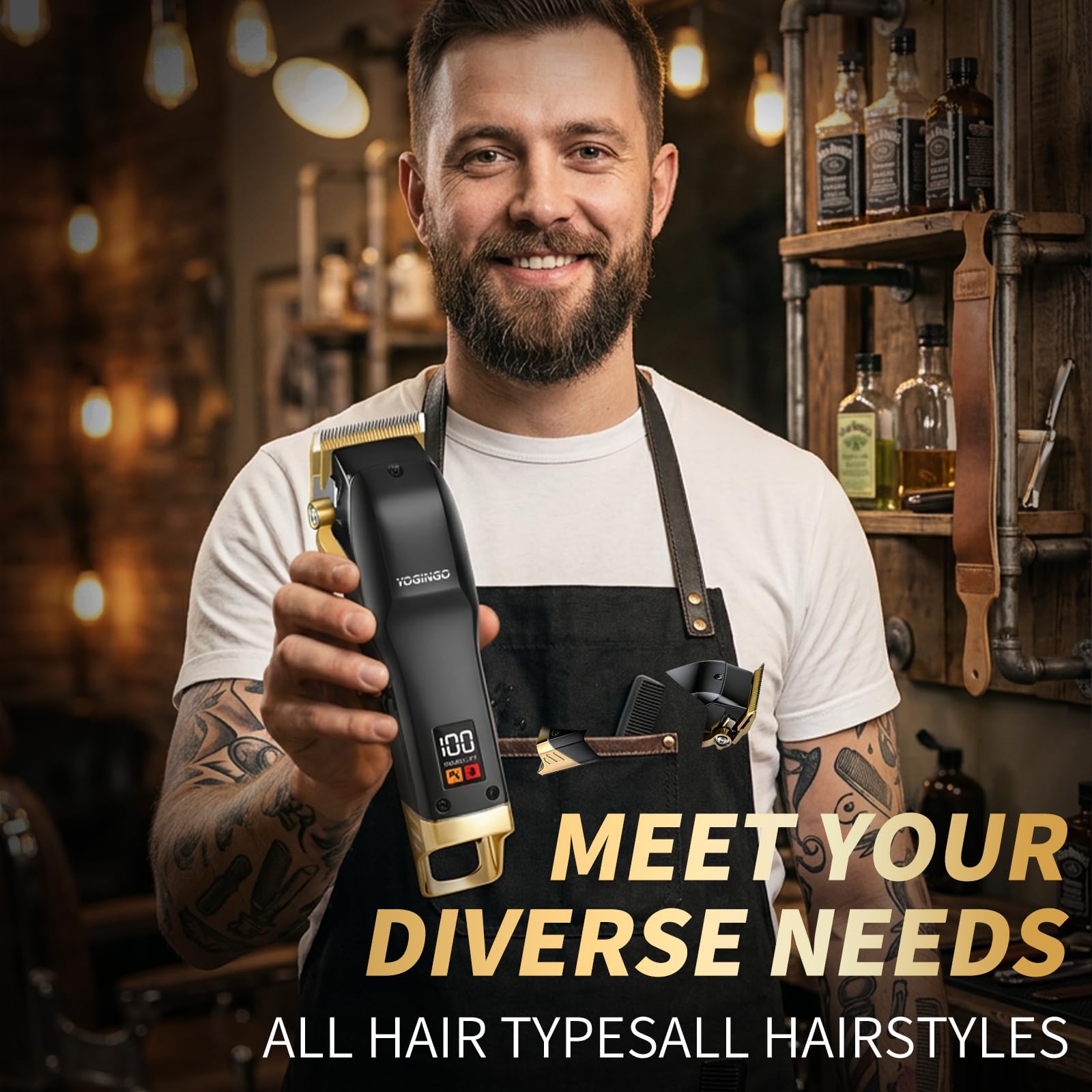 Set di tagliacapelli da uomo, tagliacapelli professionale e tagliacapelli, senza fili, per tagliare i capelli, per barba e barbiere