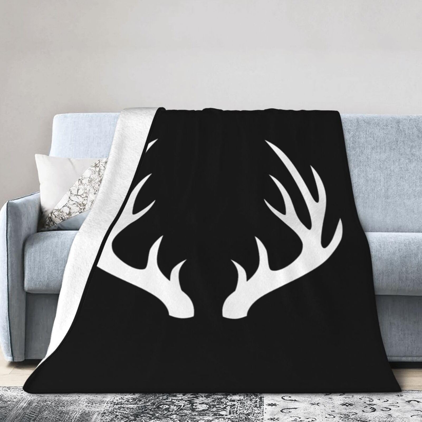 ERTDFXCV White Deer Antlers Winter Berry Plaid Blanket 60"x50"