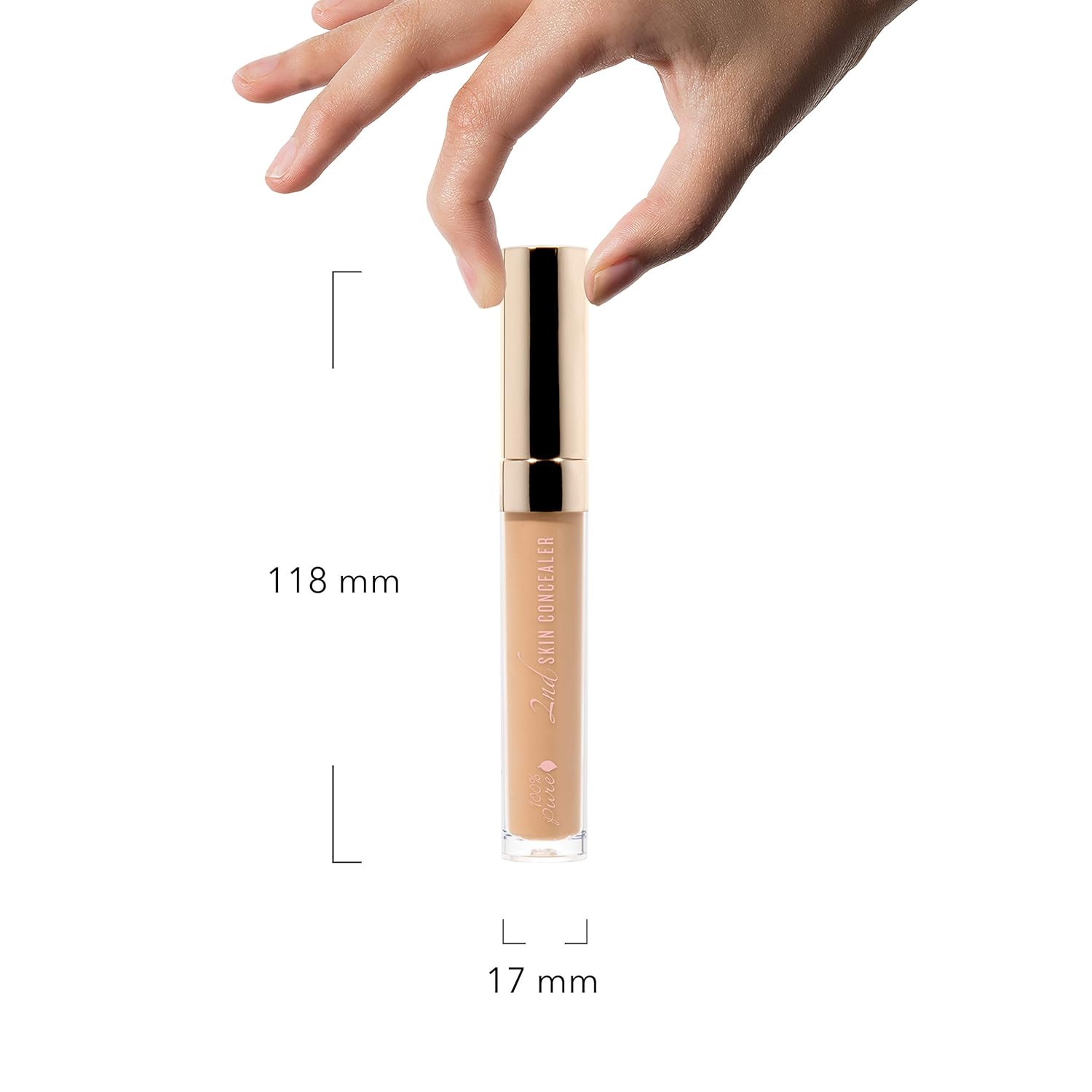 100% PURE 2nd Skin Concealer (Fruit Pigmented), Shade 5, Full Coverage, Lightweight, Liquid Concealer for Face, Under Eyes, Vegan Makeup (For Medium-Tan Skin w/Neutral Tan Undertones) - 0.17 Fl Oz