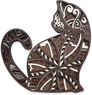 INSOVITA Small Wooden Cat Decor, Cat Wall Decor, Unique Cat Figurines, Cat Memorial Gifts for Loss of Cat, Farmhouse Decor, Cat Bathroom Decor, Cat Gifts for Women, Cat Wall Art for Home, Office