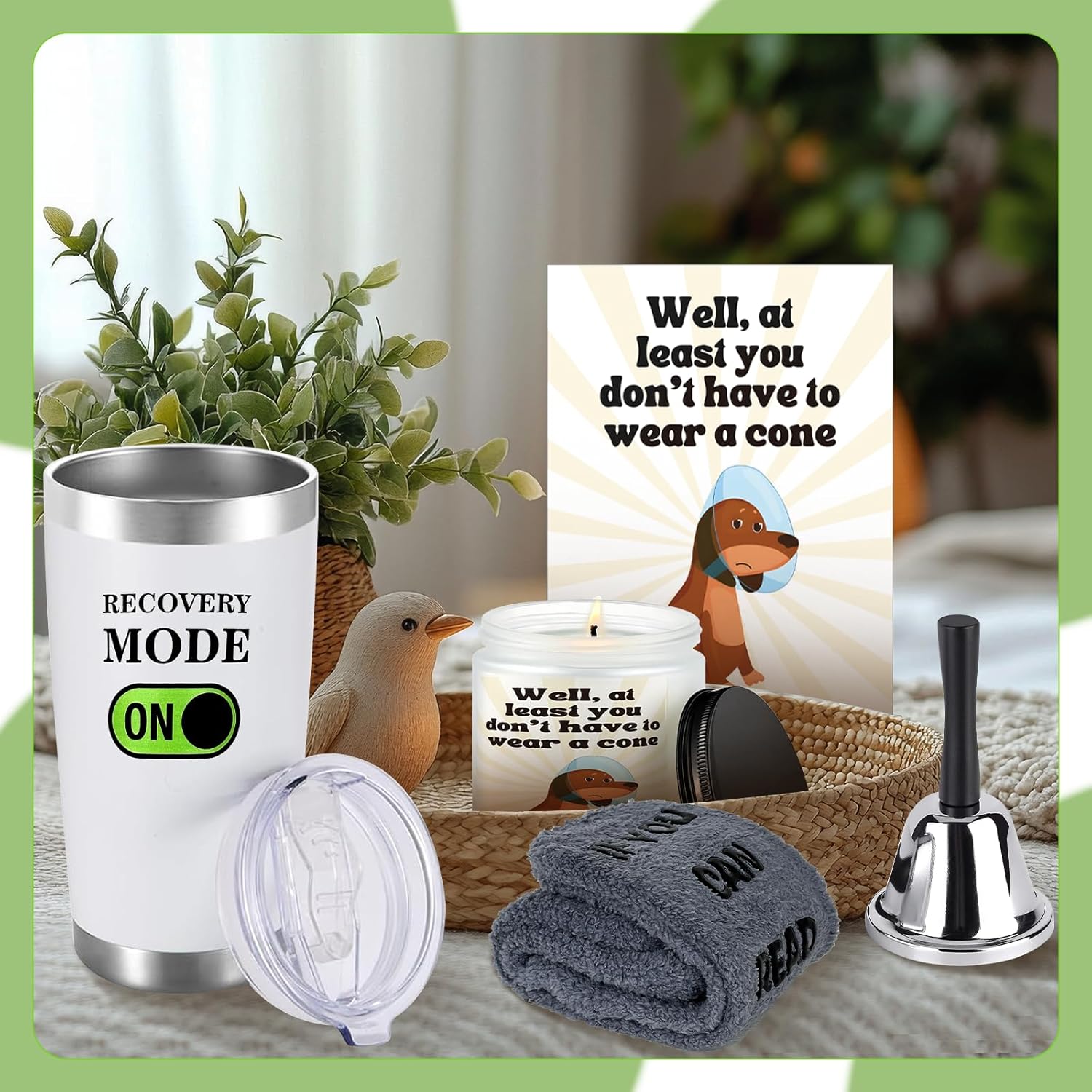6 Pcs Funny Get Well Soon Gift Set Include 20oz Hospital Mug Tea Hand Bell Scented Candle Funny Recovery Socks Cards and Sticker for Chemo Patients Sick Friends Post Surgery Recovery Cheer up Gifts - Image 7