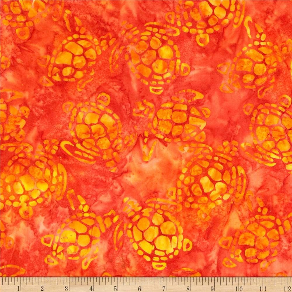Michael Miller Batik Sea Turtles Orange, Fabric by the Yard