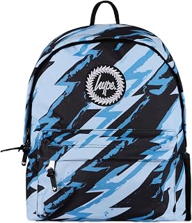 Boys Backpack, Blue Iconic Style with Lightning Scribbles, School Bag for Kids, Comfortable Rucksack with Bottle Holder, 3 Storage Compartments, Padded, Adjustable Straps & Grab Handle