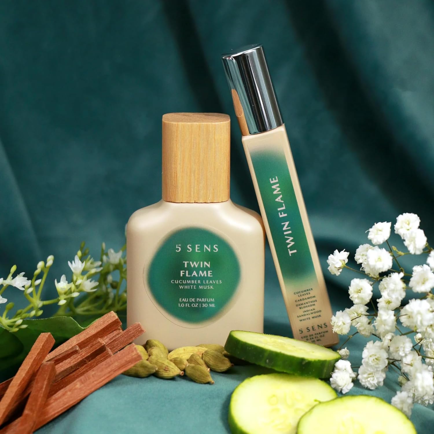 5 SENS Twin Flame Eau de Parfum Travel Spray (10 mL) - Clean, Long-Lasting Fine Fragrance - Woody with Cucumber, Cardamom, Sandalwood, White Musk - Vegan, Cruelty-Free - Image 4