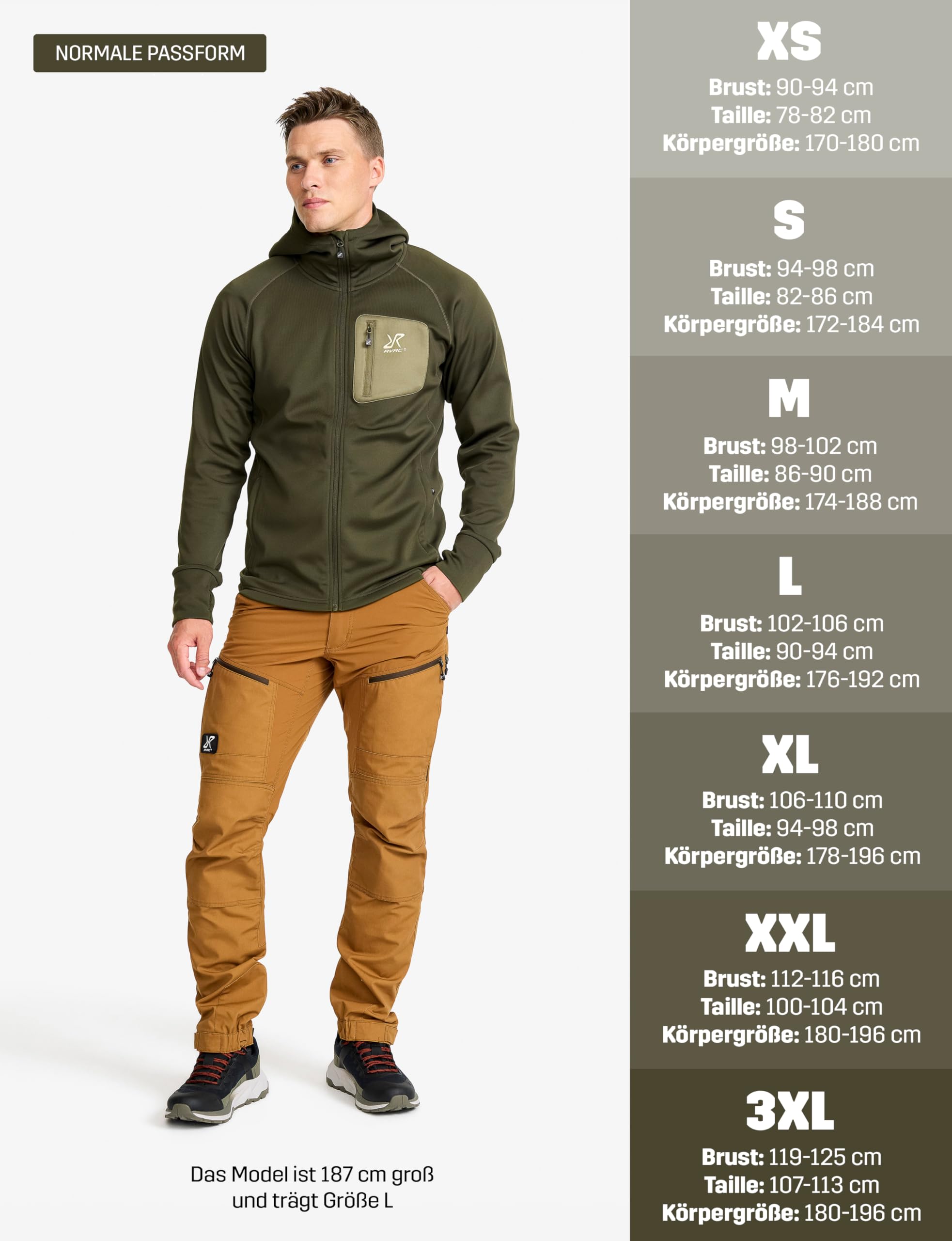 RevolutionRace Evolution Stretch Fleece Hoodie für Herren, Zip Hoodie für Wandern und Outdoor-Aktivitäten