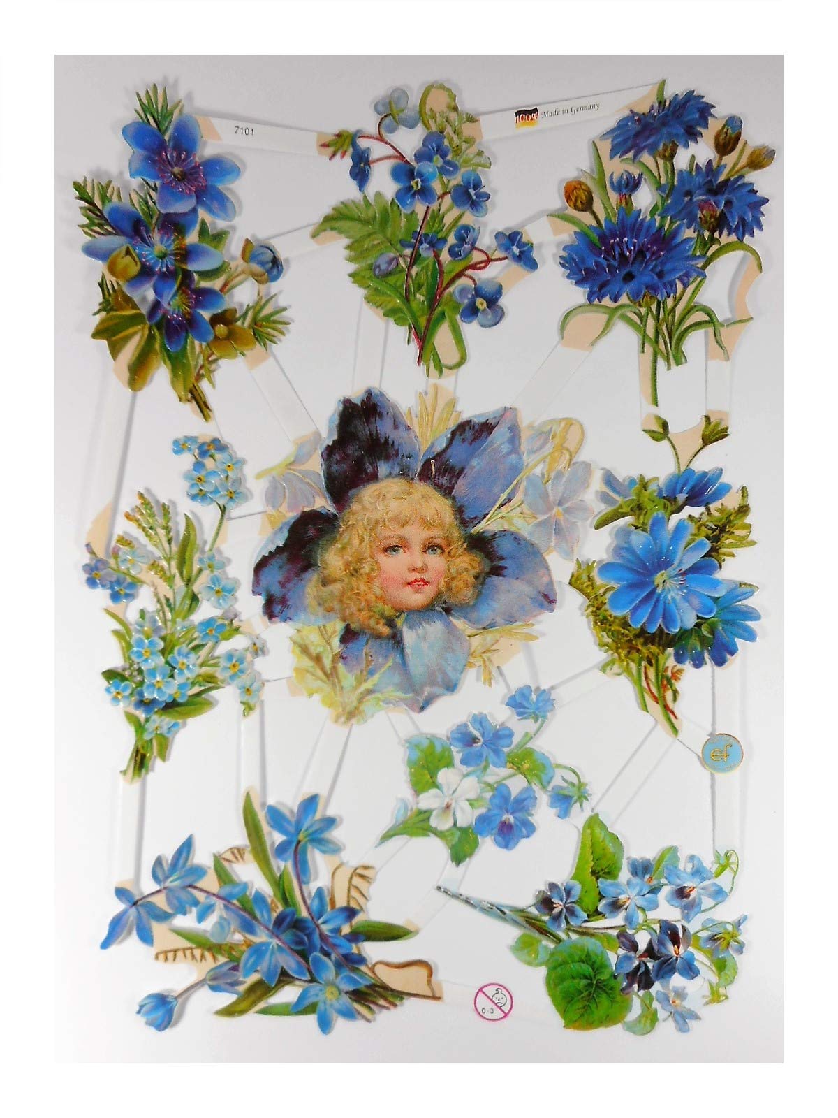 Glanzbilder-Set „Baby Im Blumenbett“ – 24x15 Cm – Für Scrapbooking & Deko – Von EF