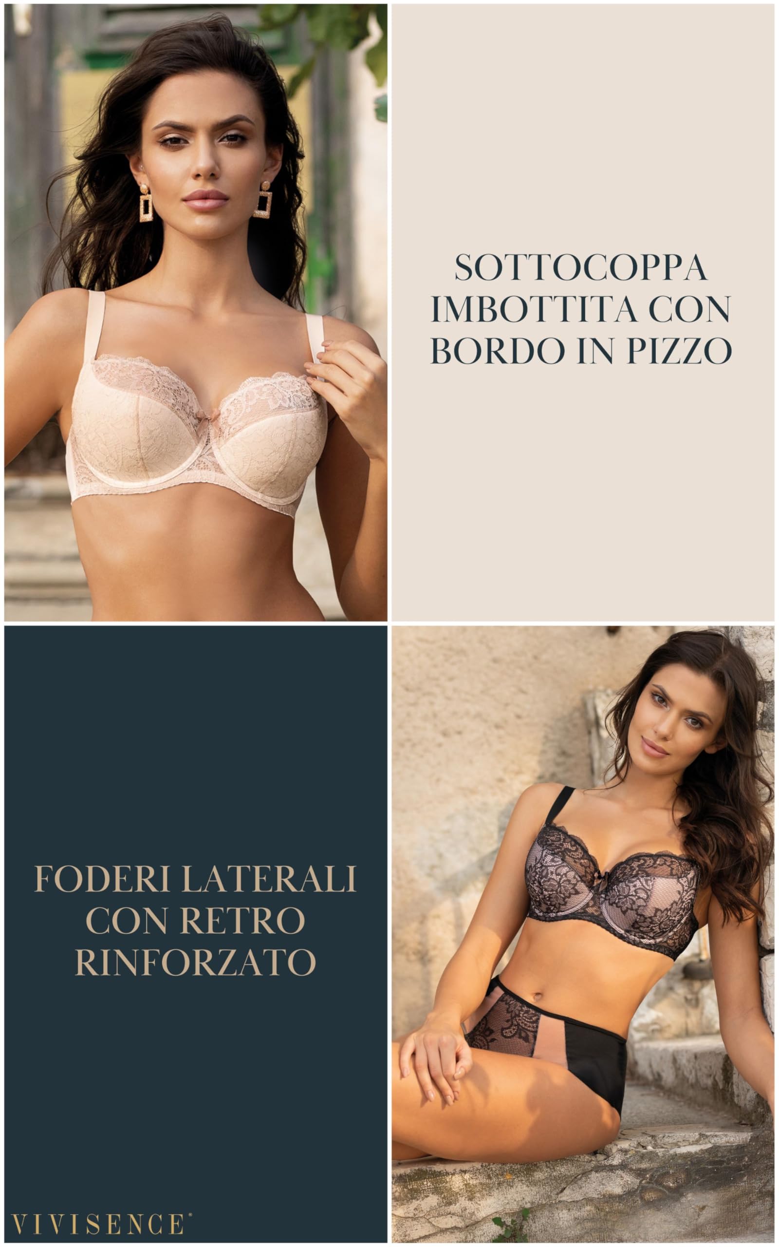 Vivisence Reggiseno Semi Imbottito in Pizzo Floreale 1045