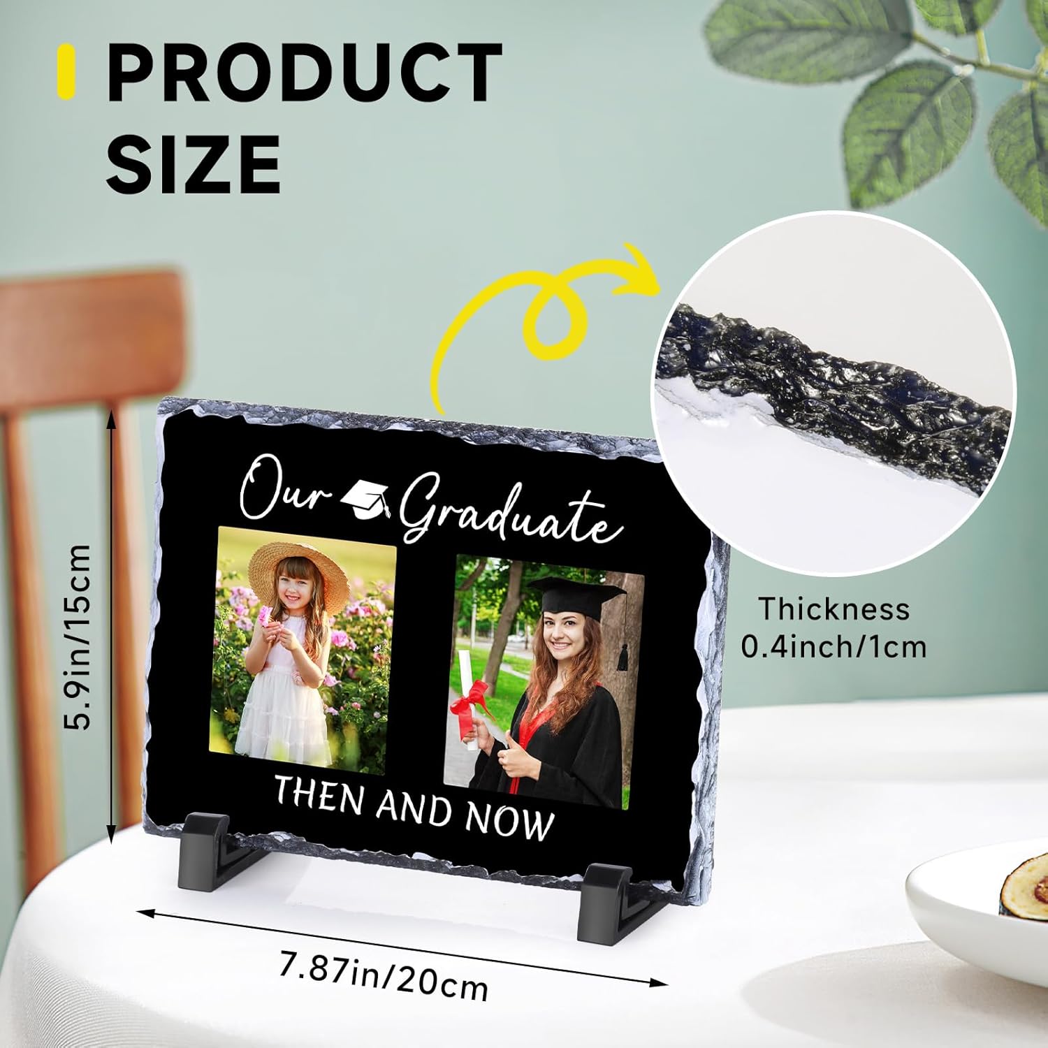 WACAR Personalized Graduate Picture Frame, Then and Now Custom Photo Frames with Text, Class of 2025 High School College Graduation present for Him Her, Customized Memorial Gifts for Graduates