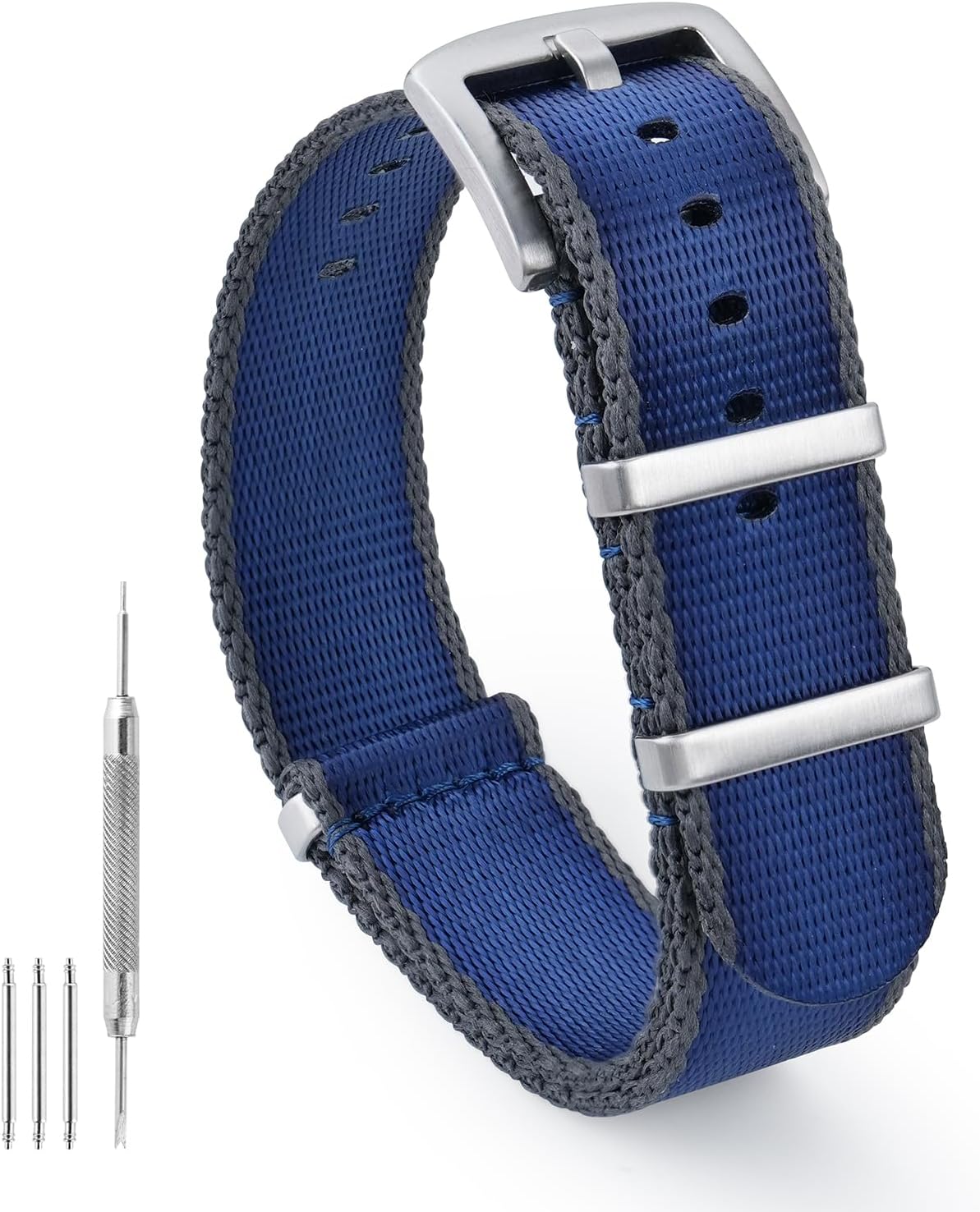 watchdives Nylon Watch Band 18mm 20mm 22mm Multicolor Replacement Watch Straps for Men Women (Blue Gray, 20mm)