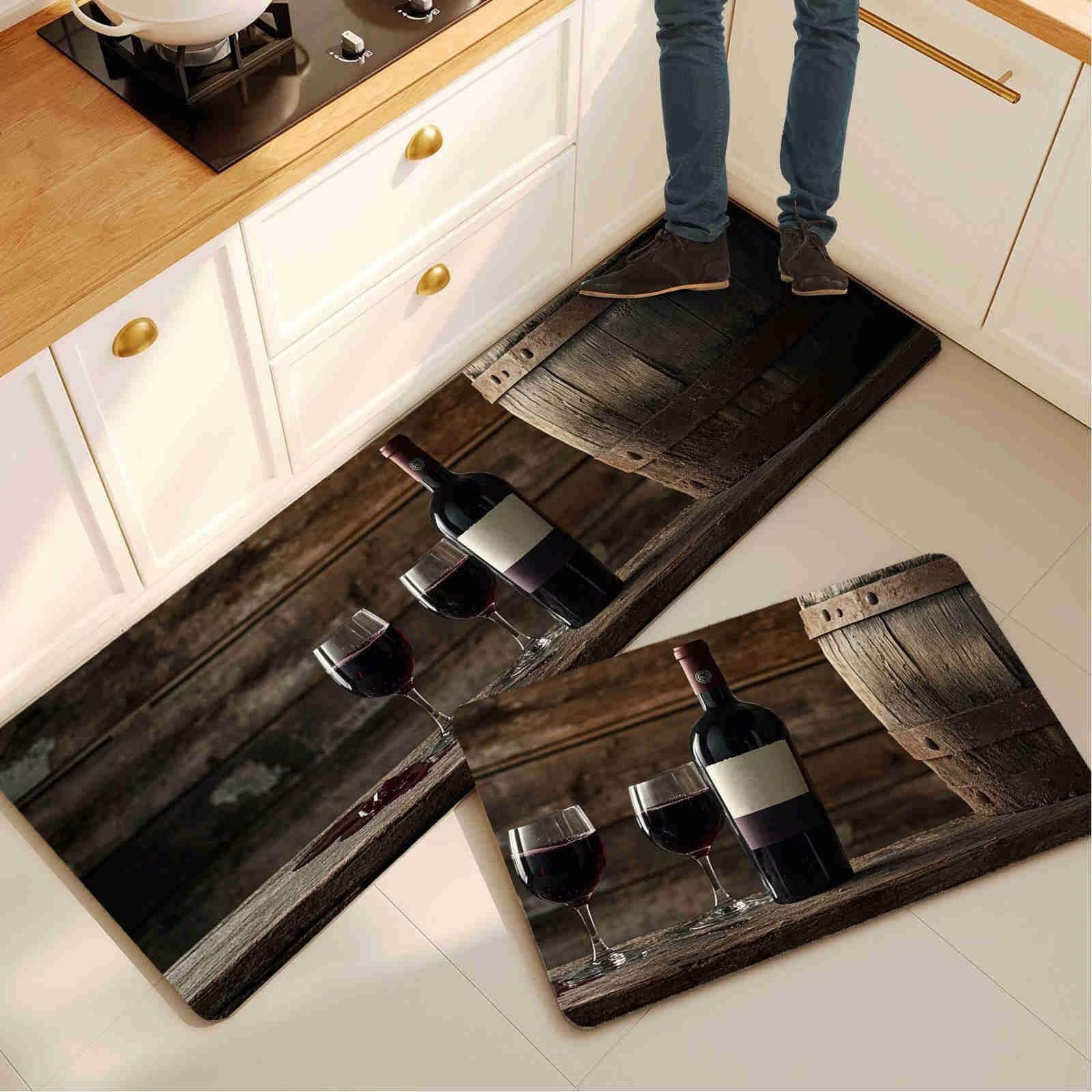 Alfombra cocina de 2 piezas (45x70 y 45x140 cm) con base antideslizante y lavable