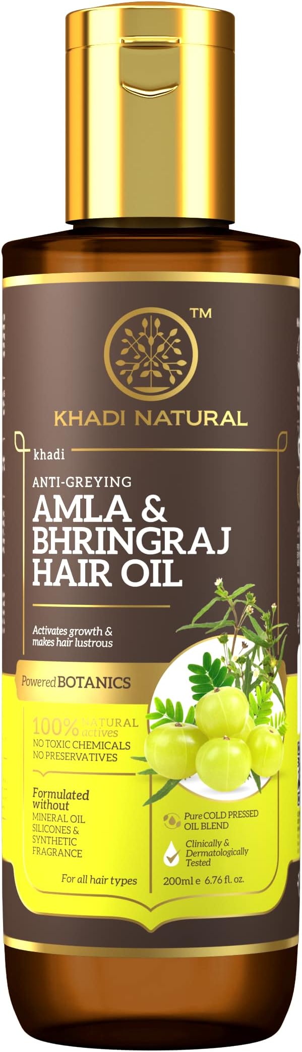 Amla & Bhringraj Hair Oil | Herbal Oil for Boosting Hair Growth | Non-sticky Hair Oil | Silicone & Mineral Oil Free | Suitable for All Hair Types | Powered Botanics|200ml