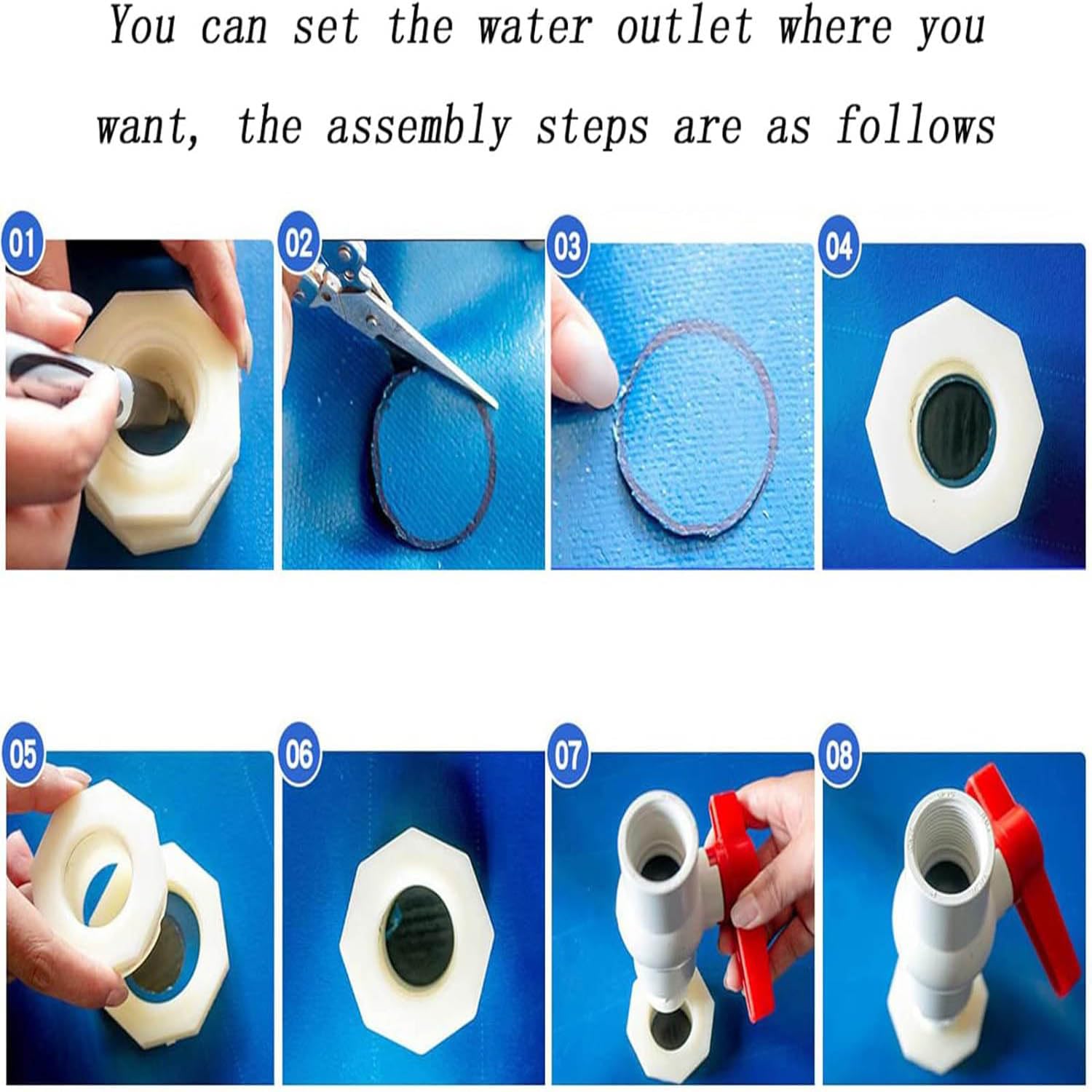 Laghetto pieghevole in tela di PVC con valvola di scarico, habitat acquatico portatile per pesci, koi e altri animali acquatici, facile da installare, resistente e leggero