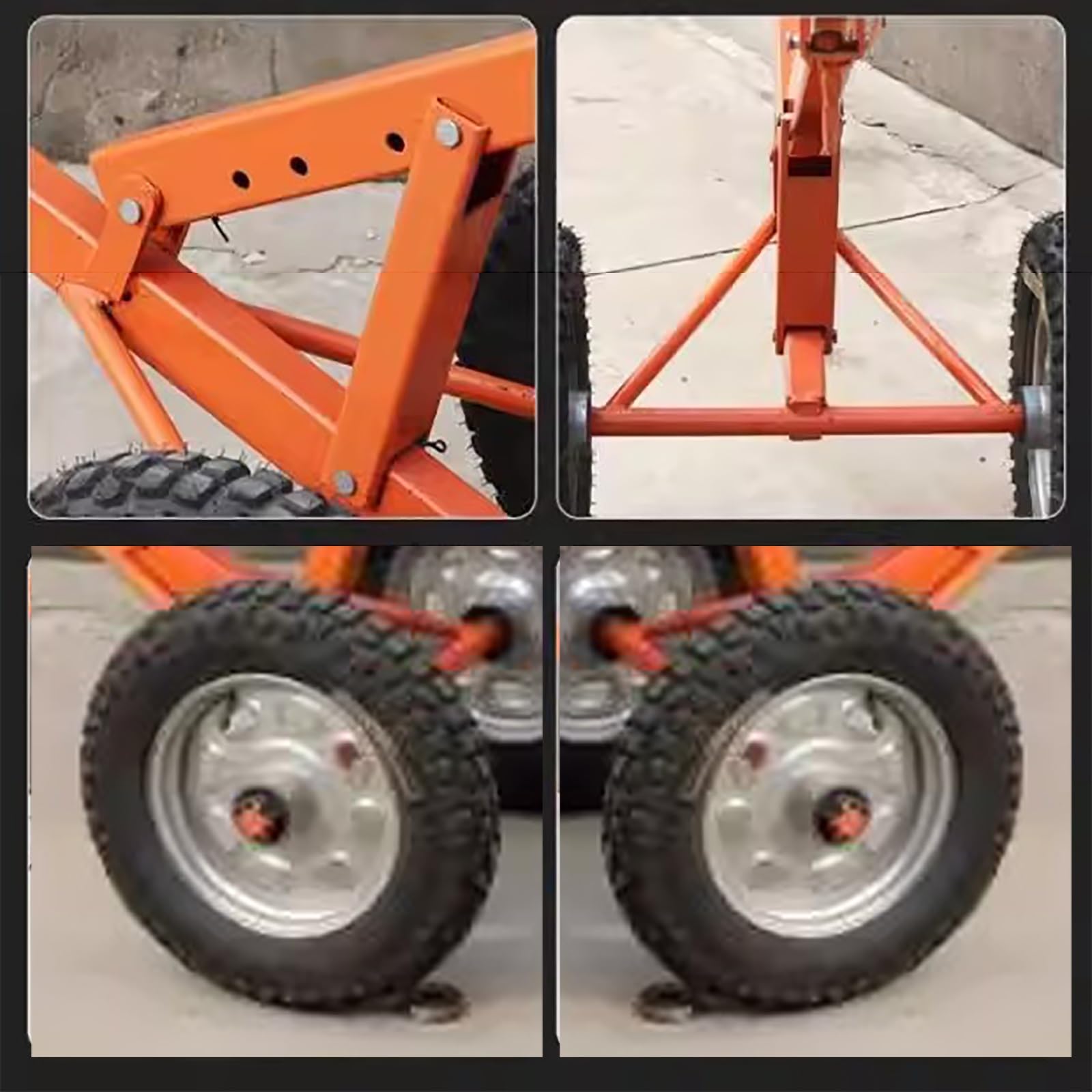 Carrello di Sollevamento Manuale in Acciaio Regolabile, Sollevamento Chiusino Stradale con Pneumatici da 40 cm, per Cordoli e Cantieri Edili