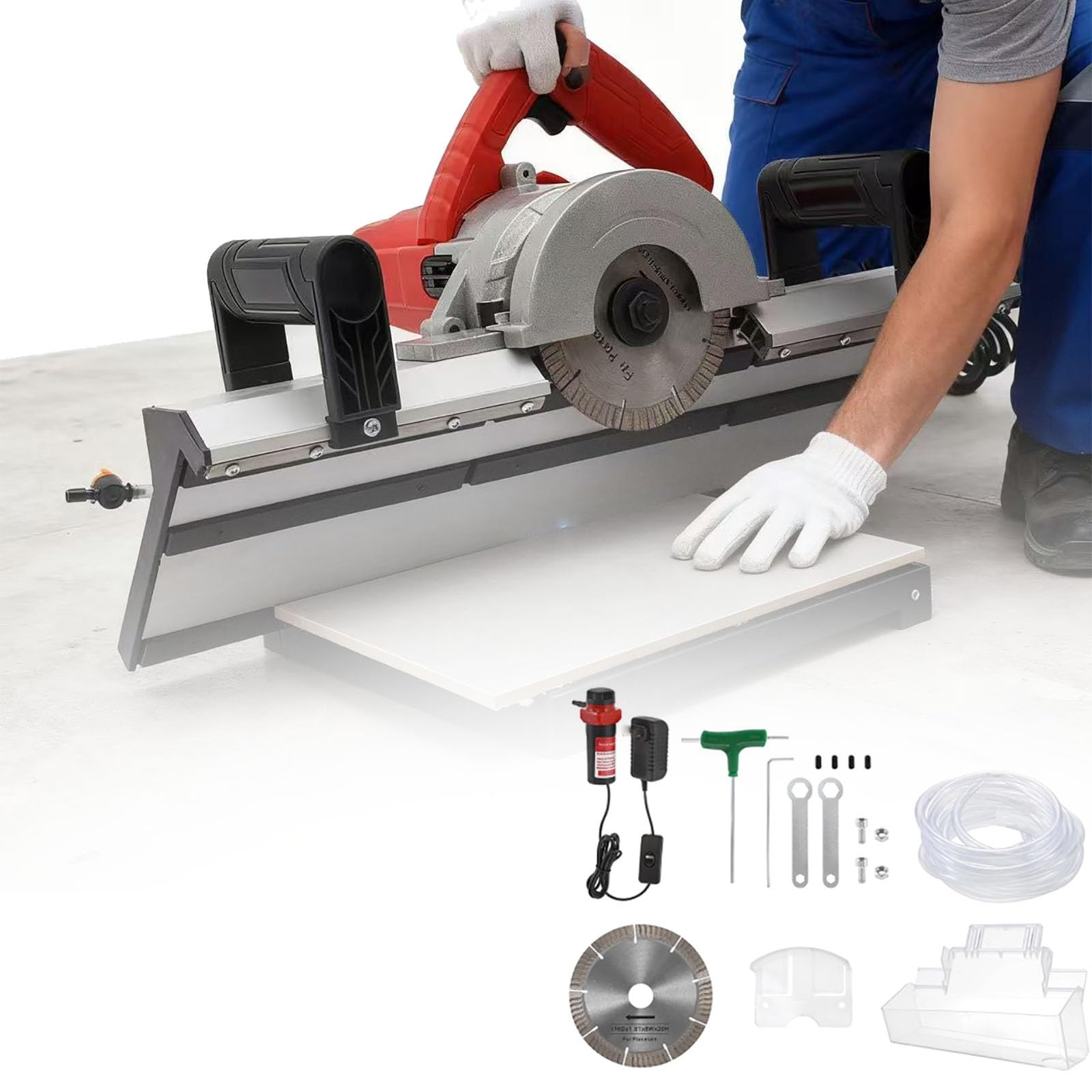 Cortadora de azulejos eléctrica con 2 sierras, biseladora de azulejos de alta resistencia de 45 grados, 13000 RPM, 1200 W, for diferentes aplicaciones de biselado.