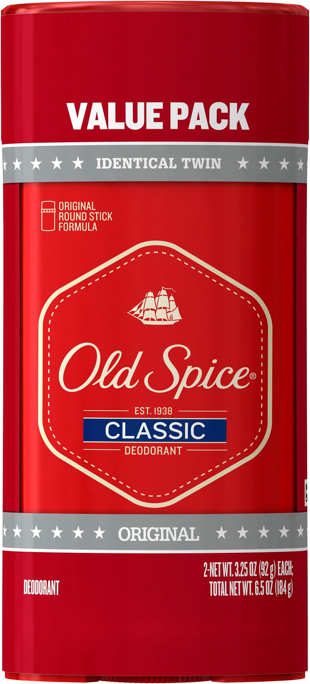 Classic Original Scent Deodorant for Men, 3.25 oz (Pack of 2)