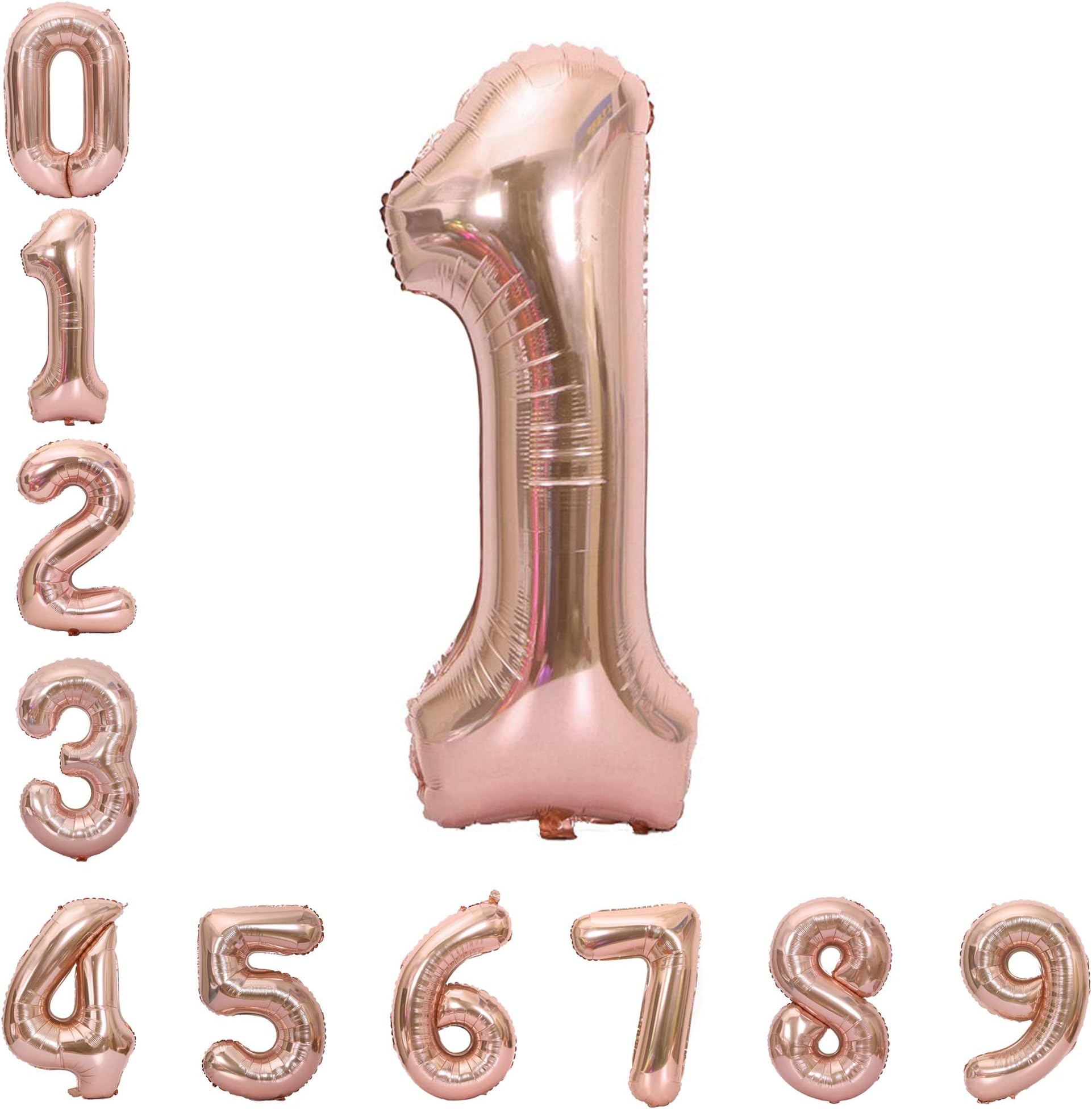 40 Inch Large Rose Gold Balloon Number 1 Balloon Helium Foil Mylar Balloons Party Festival Decorations Birthday Anniversary Party Supplies