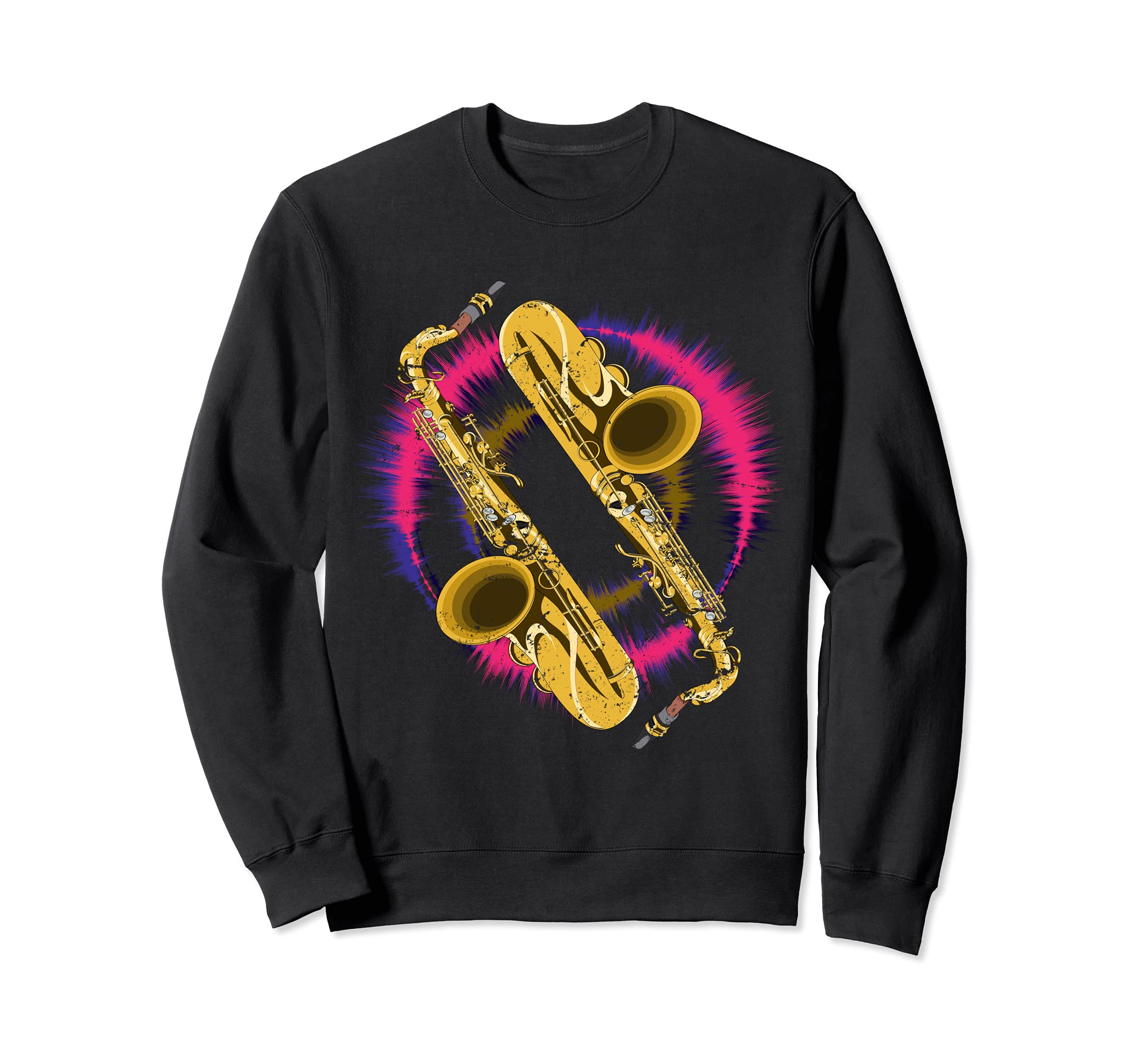 Musical Instrument Sax Player Jazz Saxophonist Saxophone Sweatshirt, Black