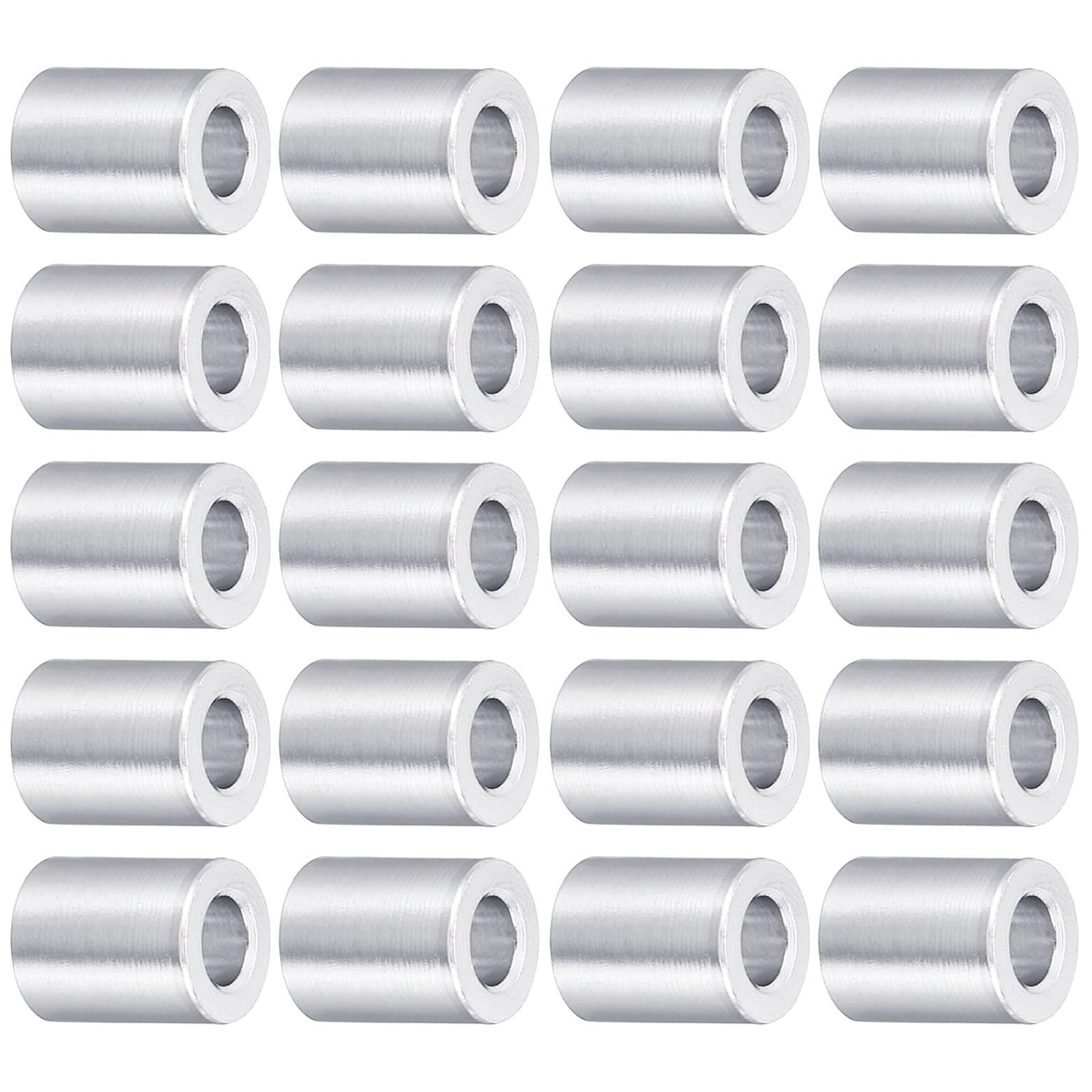 TOP-VIGOR 20Pcs M4 Aluminum Spacer, 4.2mm ID x 8mm OD x 10mm Length Metal Spacer, Round Plain Finish Spacer Screw Standoff Bushing for M4 Screws Bolts and Rods