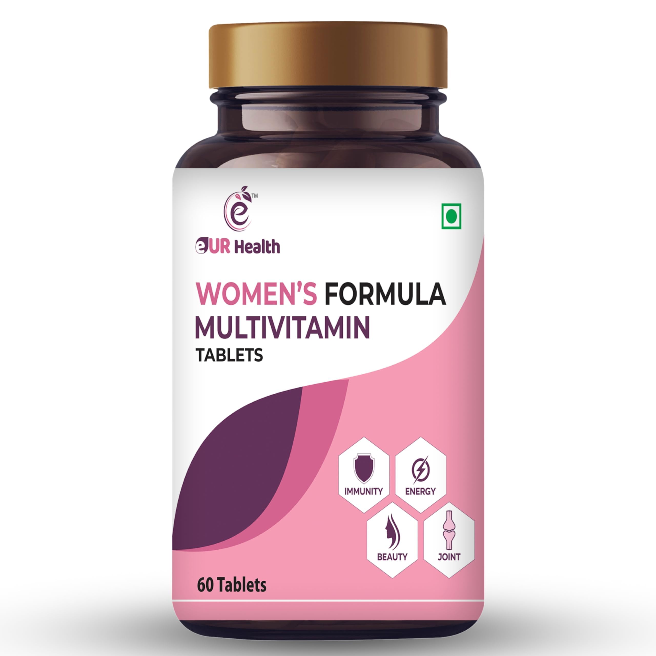 eUR Health Women's Multivitamin Tablets with Biotin, Vitamin C & 21 vital Nutrients for Overall Health, Radiance, Strong Bones & Immunity - 60 Counts…