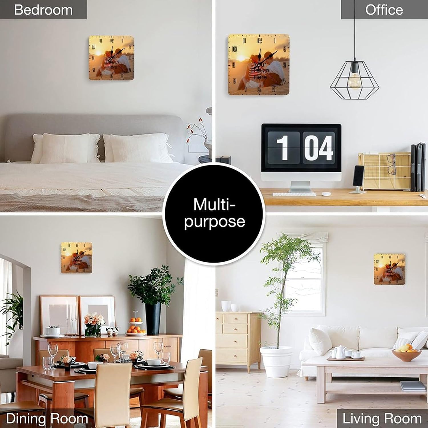 Custom Photo Wall Clock Personalized Wall Clock with Your Own Photo Picture Logo Text for Living Room Bathroom Home Square