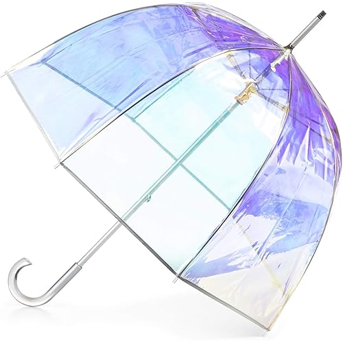Totes Adult Bubble Umbrella with Dome Canopy and Lightweight Wind and Rain Protection