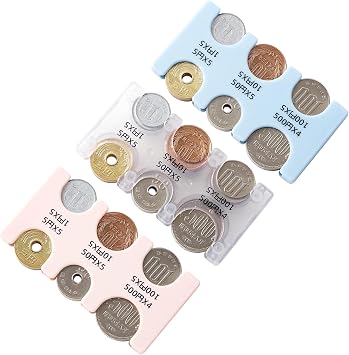 Ettonsun 3 Pcs Japanese Yen Coin Holder Hard Case Organizer and Storage for Coins Rectangle JPY Coin Organiser and Dispenser, Plastic Coin Sorter Wallet with 6 Slots
